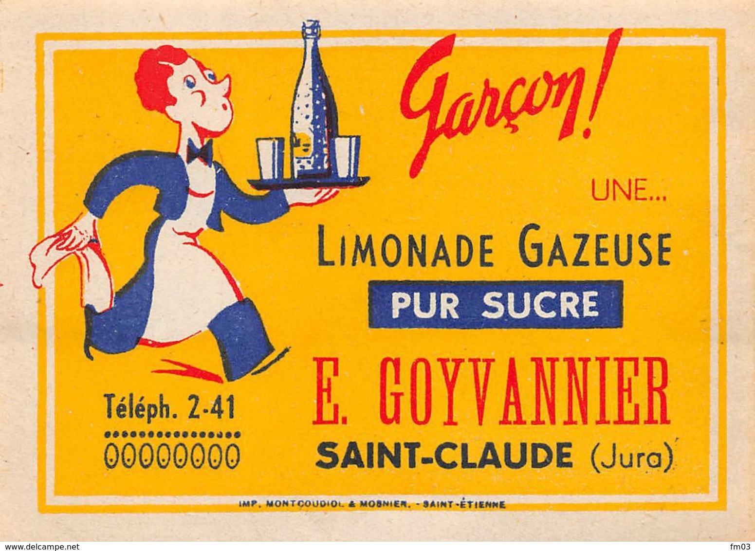 Saint Claude étiquette Limonade Goyvannier - Saint Claude