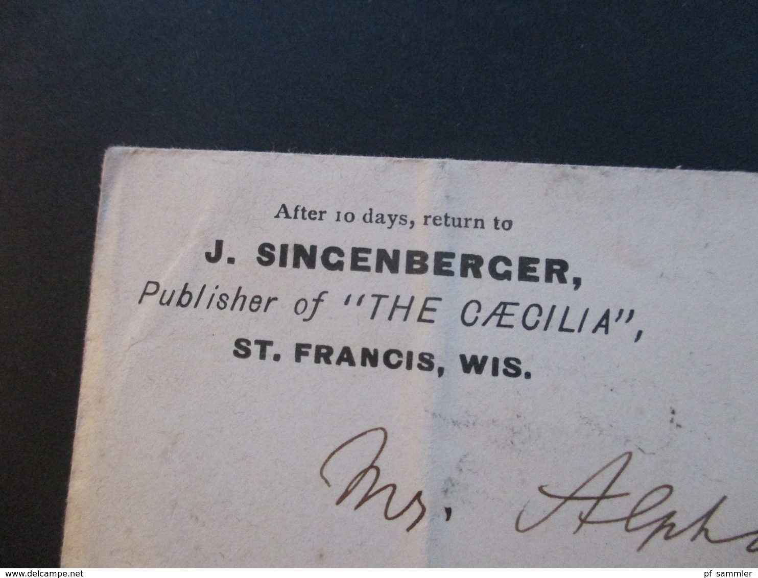 USA 1891 Nr. 57 EF über New York In Die Schweiz! J. Singenberger Publisher Of The Caecilia St. Francis - Storia Postale