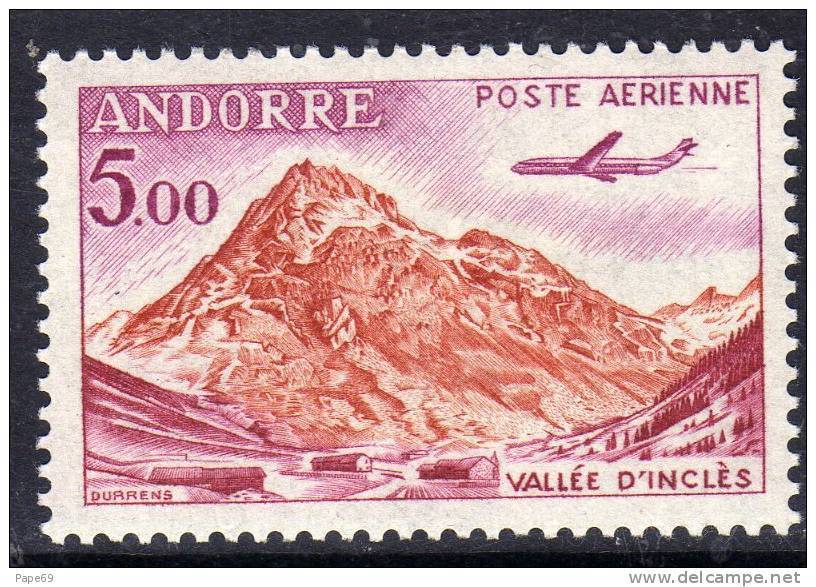 Andorre PA N° 7  XX Avion Caravelle : 5 F.  Sans Charnière TB - Airmail