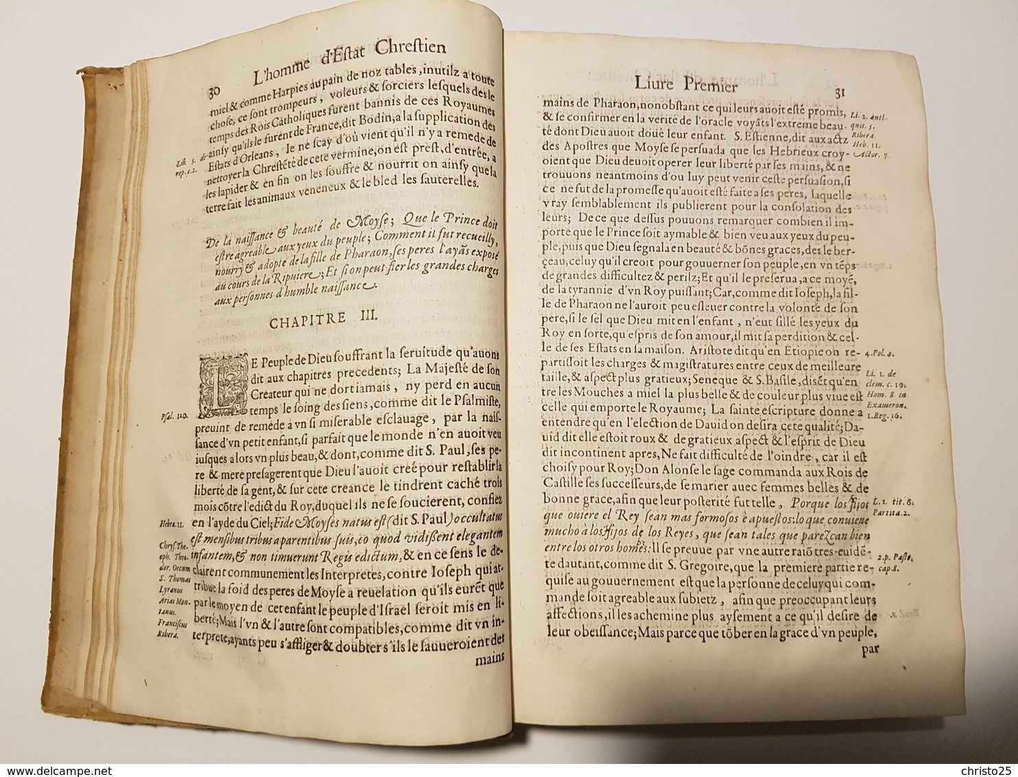 L' Homme D'estat Chrestien, Tiré Des Vies De Moyse Et Josué  Prince Du Peuple De Dieu 2 En 1 Livre 1er Et Second 1621 - Tot De 18de Eeuw
