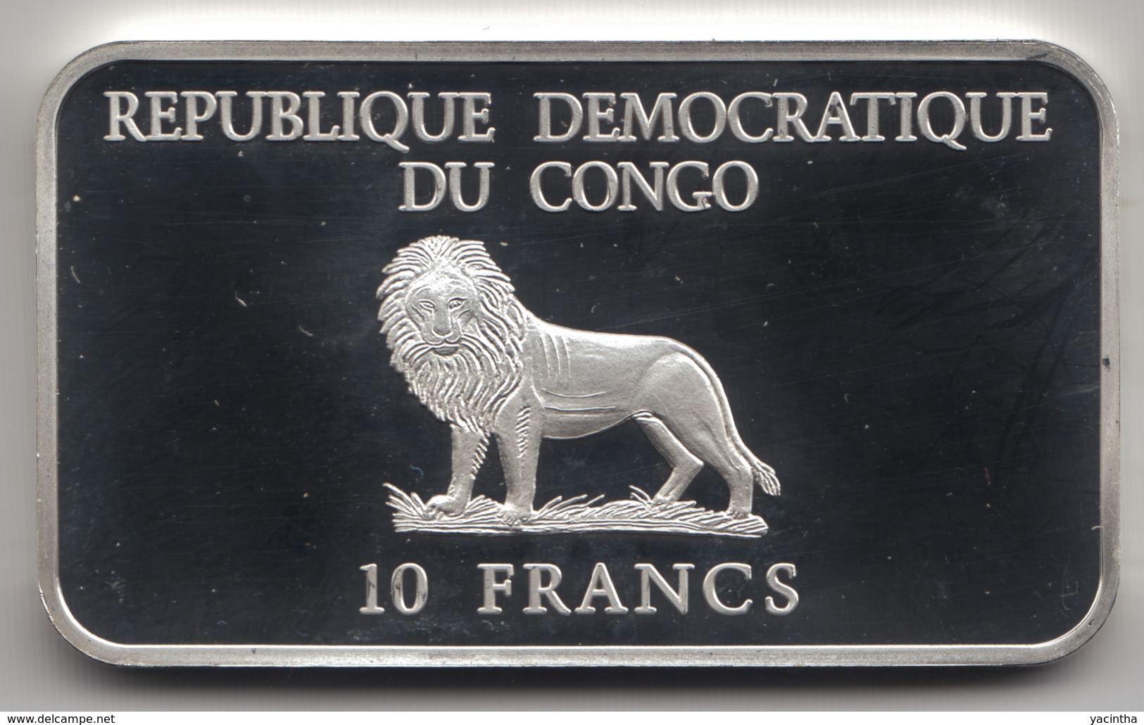 @Y@  Congo   10 Francs  2000  Millenium  Eerste Stap Naar Mars  Zilver  KM 32 - Kongo (Dem. Republik 1998)