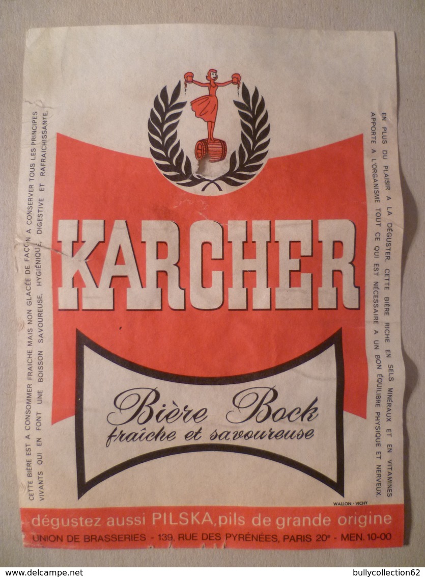 étiquette Ancienne Brasserie KARCHER  Bière Bock - Bière