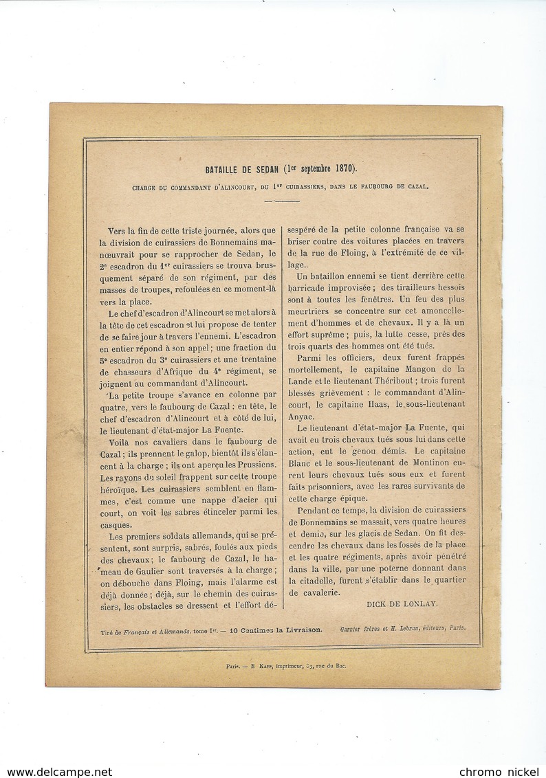 SEDAN Bataille (1er Septembre 1870) Cdt D'Alincourt Fbg De Cazal Couverture 220 X 175  Bon état 3 Scans - Book Covers