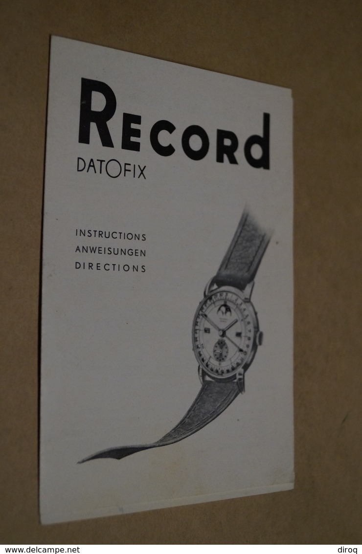 Ancien Catalogue Publicitaire Montre,Record Watch S.A.Suisse,15 Cm Sur 11 Cm. - Publicités