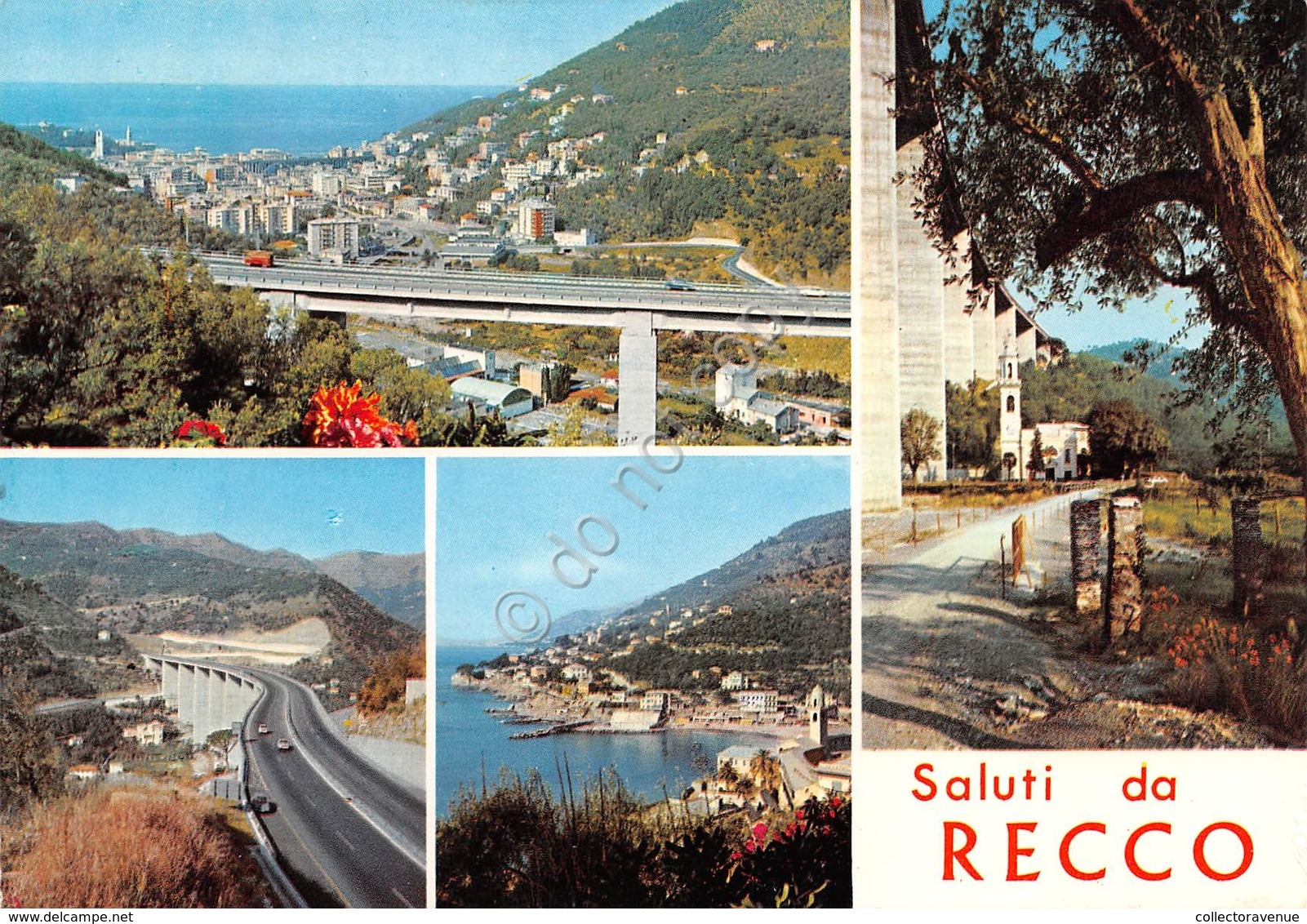 Cartolina Recco 4 Vedute Panorama Ponte 1976 (Genova) - Genova (Genoa)