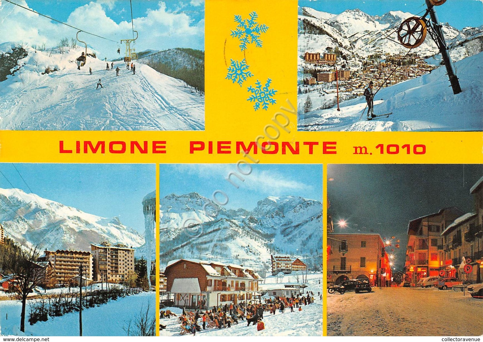 Cartolina Limone Piemonte 5 Vedute Skilift Sci Sciatori 1976 (Cuneo) - Cuneo