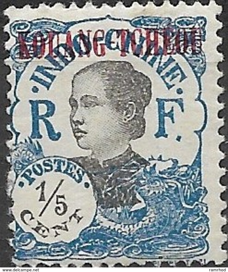 KOUANG TCHEOU 1923 Annamite Overprinted - 1/5 C - Black And Blue MH - Neufs
