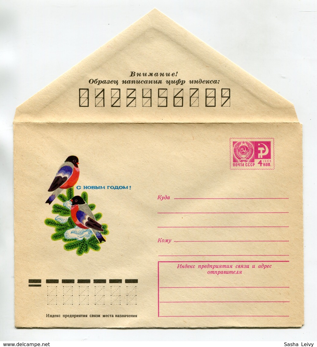 COVER USSR 1975 HAPPY NEW YEAR! BULLFINCHES #75-687 - 1970-79