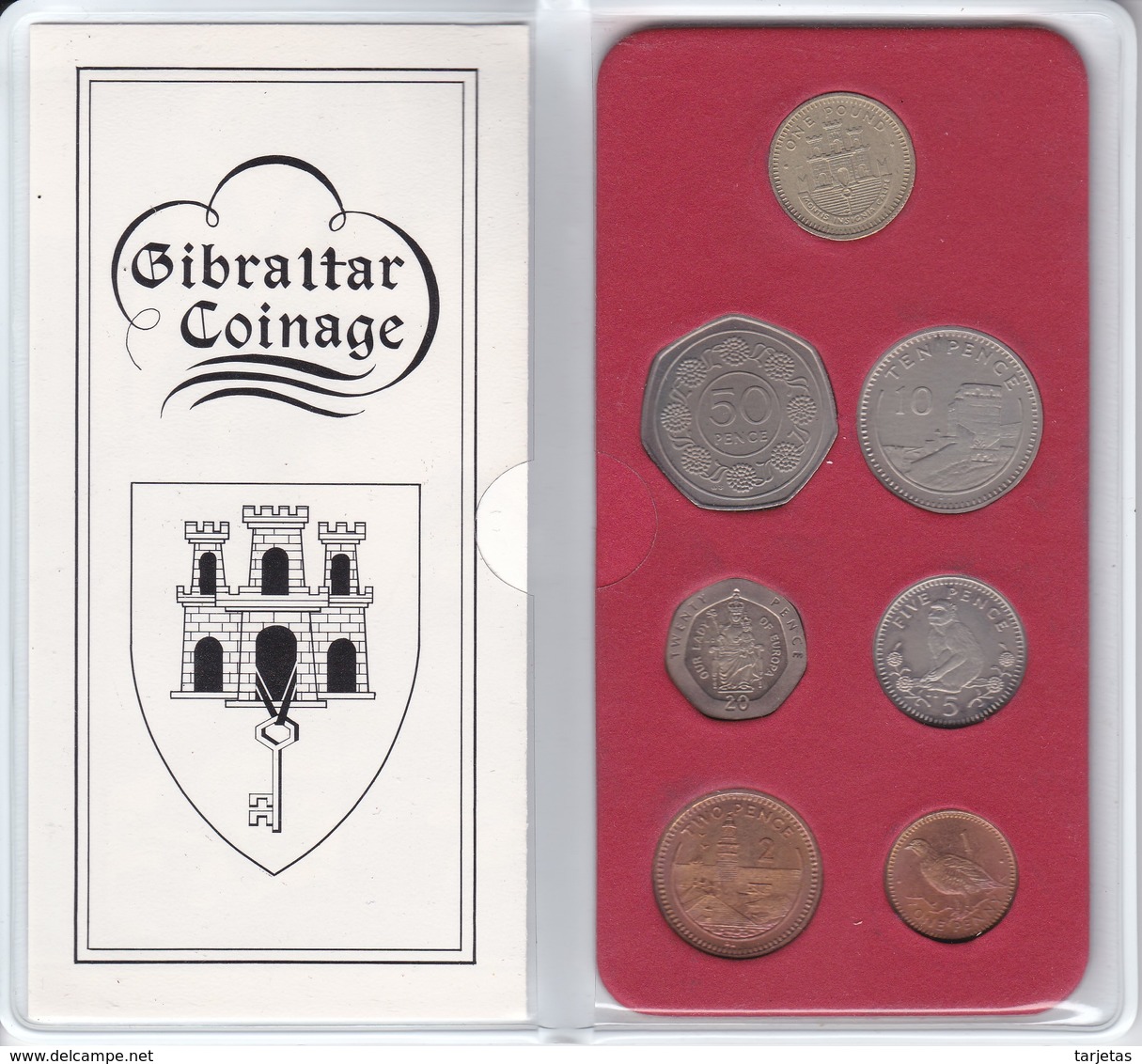 CARTERA DE 7 MONEDAS DE GIBRALTAR DEL AÑO 1988 EN SU ESTUCHE ORIGINAL (COIN) - Gibraltar