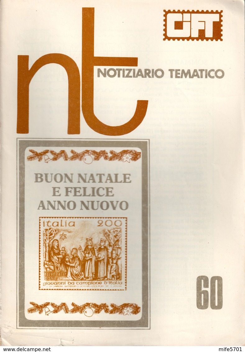 CIFT - NOTIZIARIO TEMATICO N. 60 NOVEMBRE / DICEMBRE 1981 - PAGINE 74 - USATO / USED - Italienisch (ab 1941)