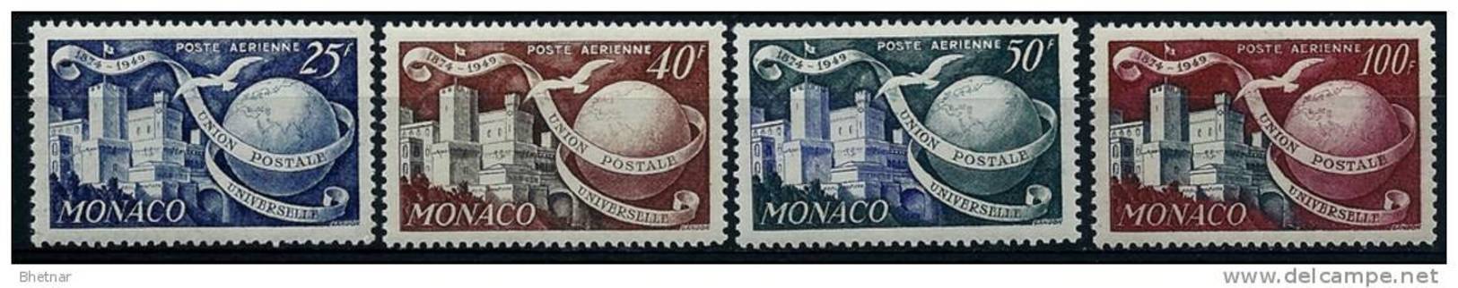 Monaco Aerien YT 45 à 48 (PA) " Anniversaire U.P.U. " 1949-50 Neuf** - Poste Aérienne