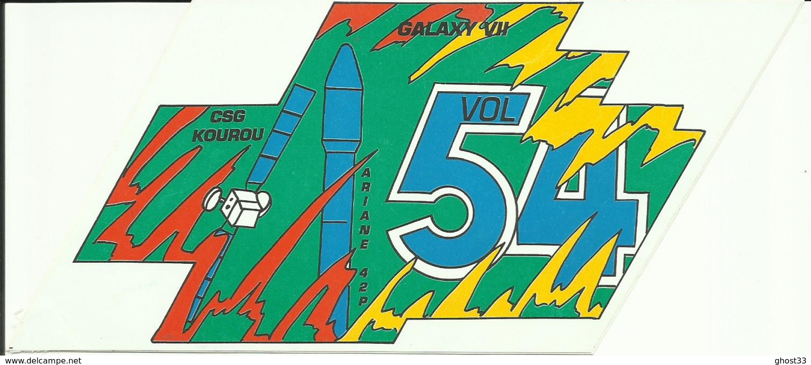 Autocollant Lancement ARIANE V54 Du 28 Octobre 1992 - CENTRE SPATIAL GUYANAIS - ESPACE - Stickers