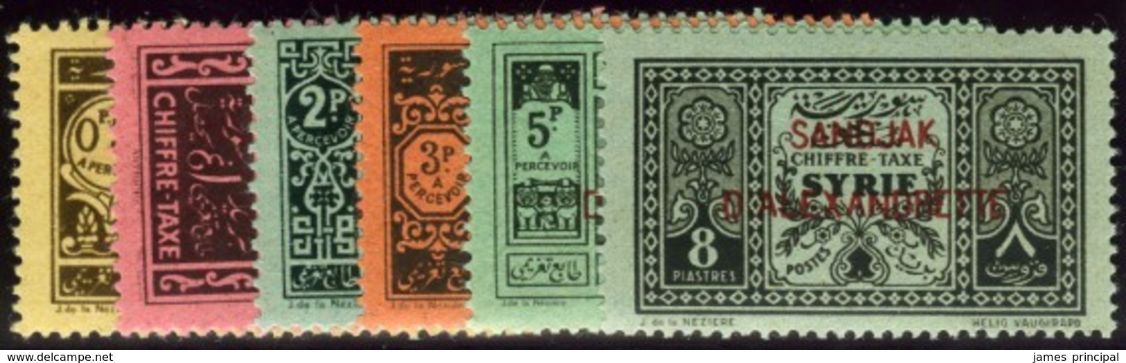 Alexandrette. Sc #J1-J6. Postage Due. Unused. * - Neufs