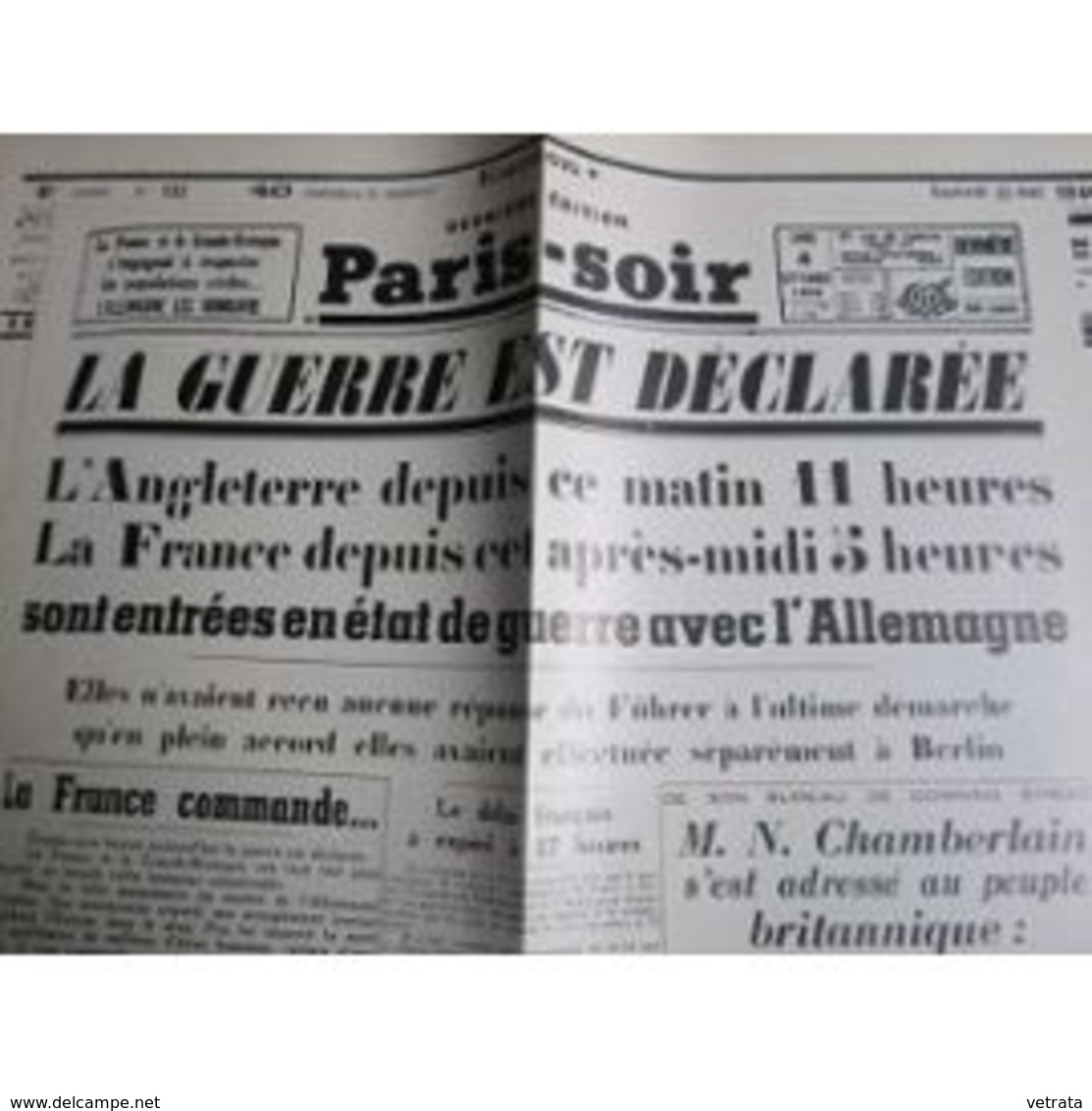 Fac Similé : Paris Soir Du 04/09/1939 : La Guerre Est Déclarée (1 Feuillet) - Autres & Non Classés