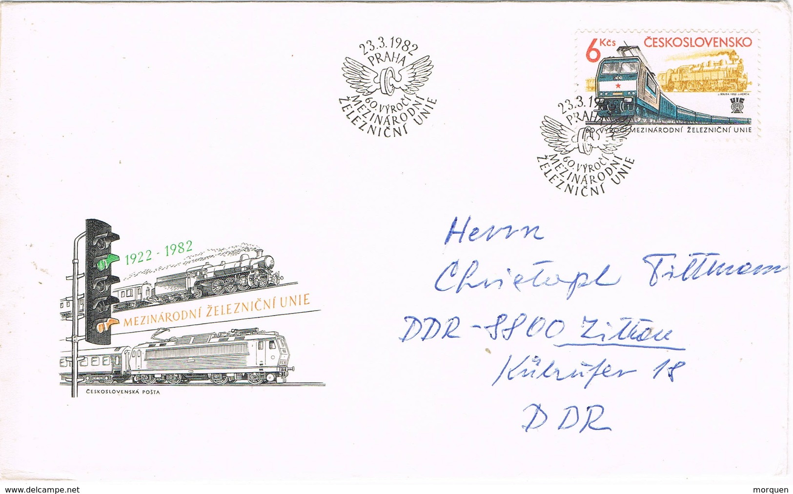 30859. Carta PRAHA (Checoslovaquia) 1982. Mezinarodni Zeleznicni. Ferrocarriles Internacionales - Cartas & Documentos