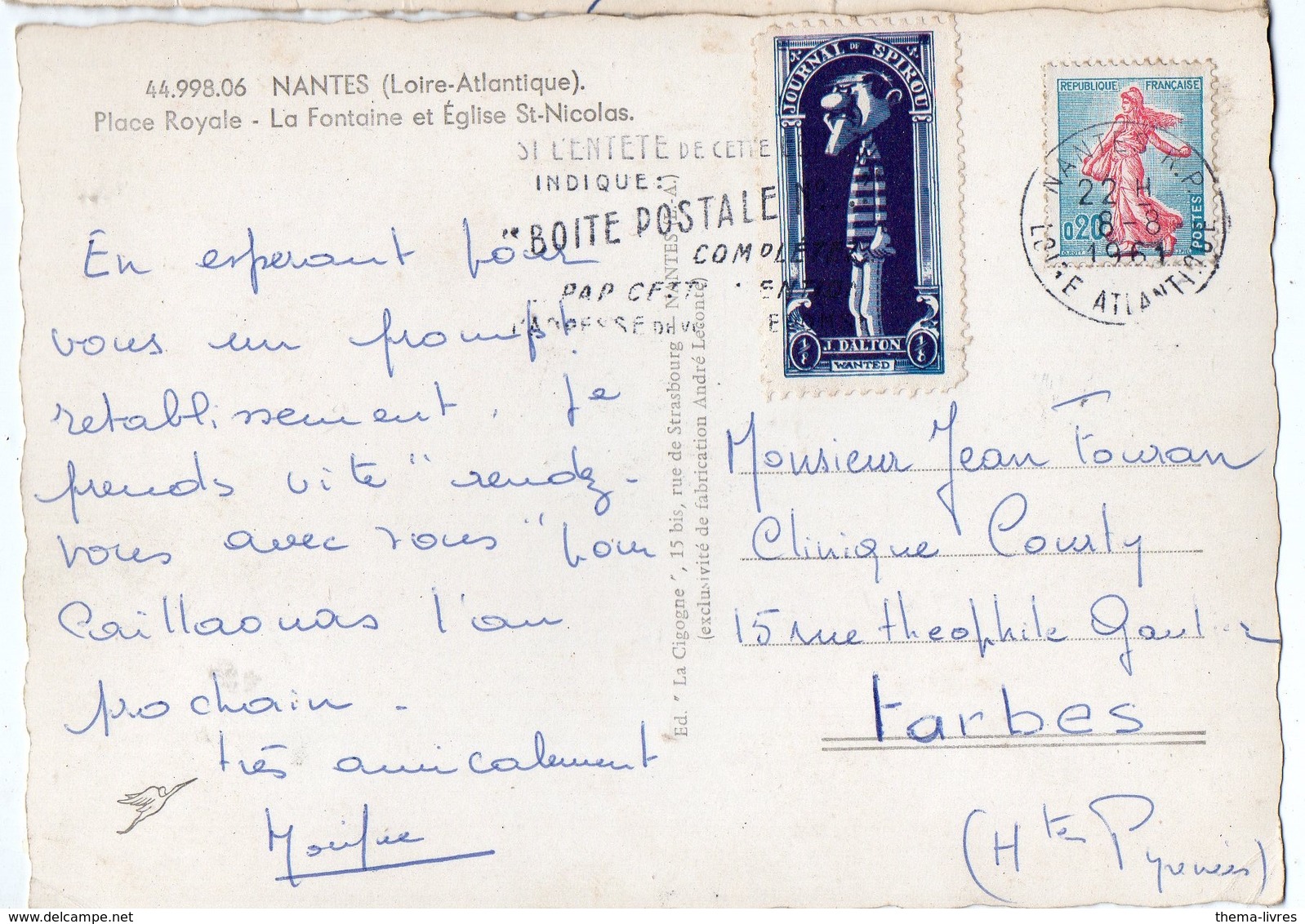 Nantes (44) Carte Postale Avec Vignette "Dalton" (du Journal De Spirou)  (PPP16382) - Lettres & Documents