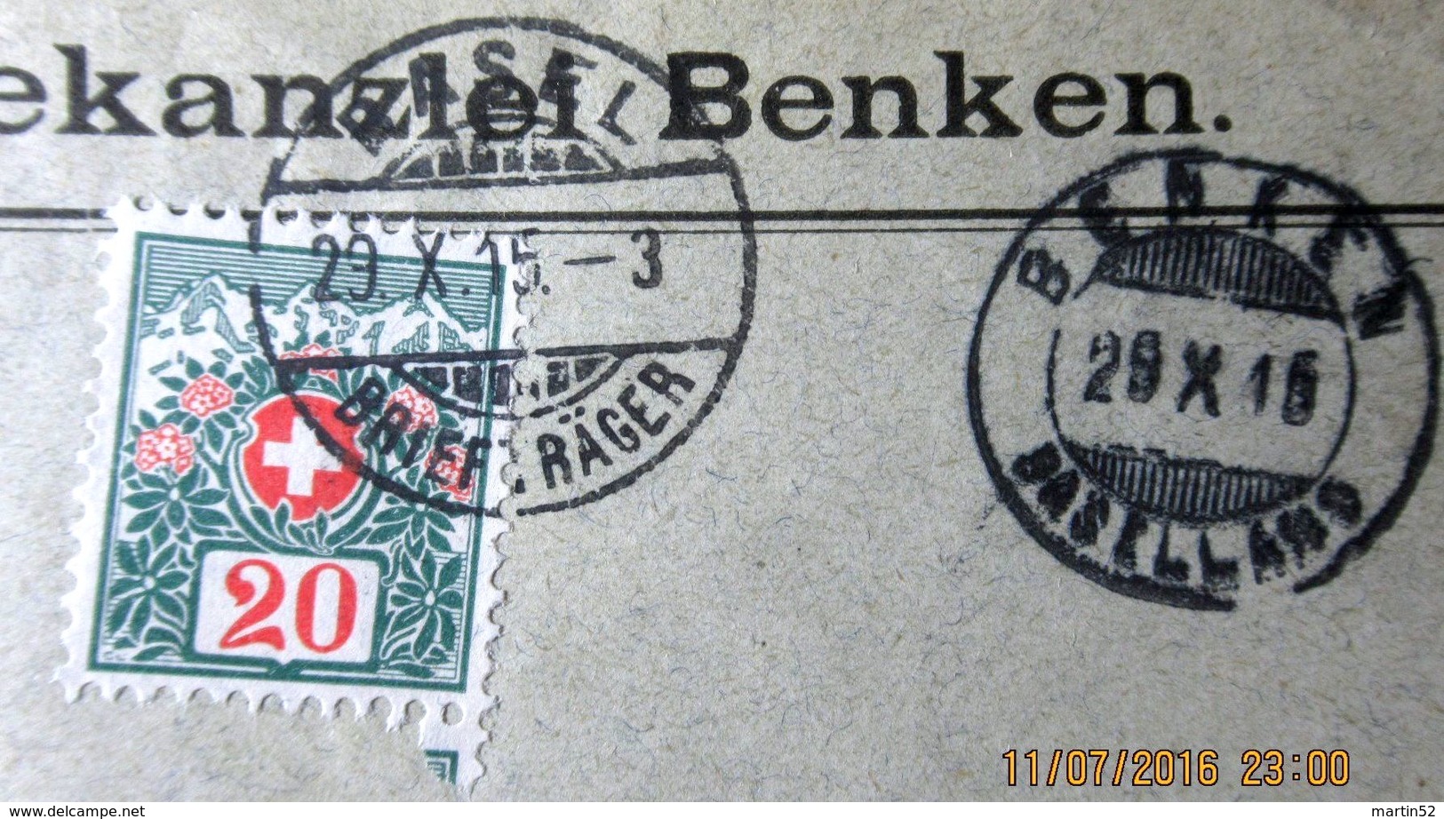 Schweiz Suisse 1915: Brief Gemeindekanzlei Benken "Amtlich" Mit O BENKEN 29.X.15 Mit Porto Nr.34 O BASEL (Zu CHF 15.00) - Taxe