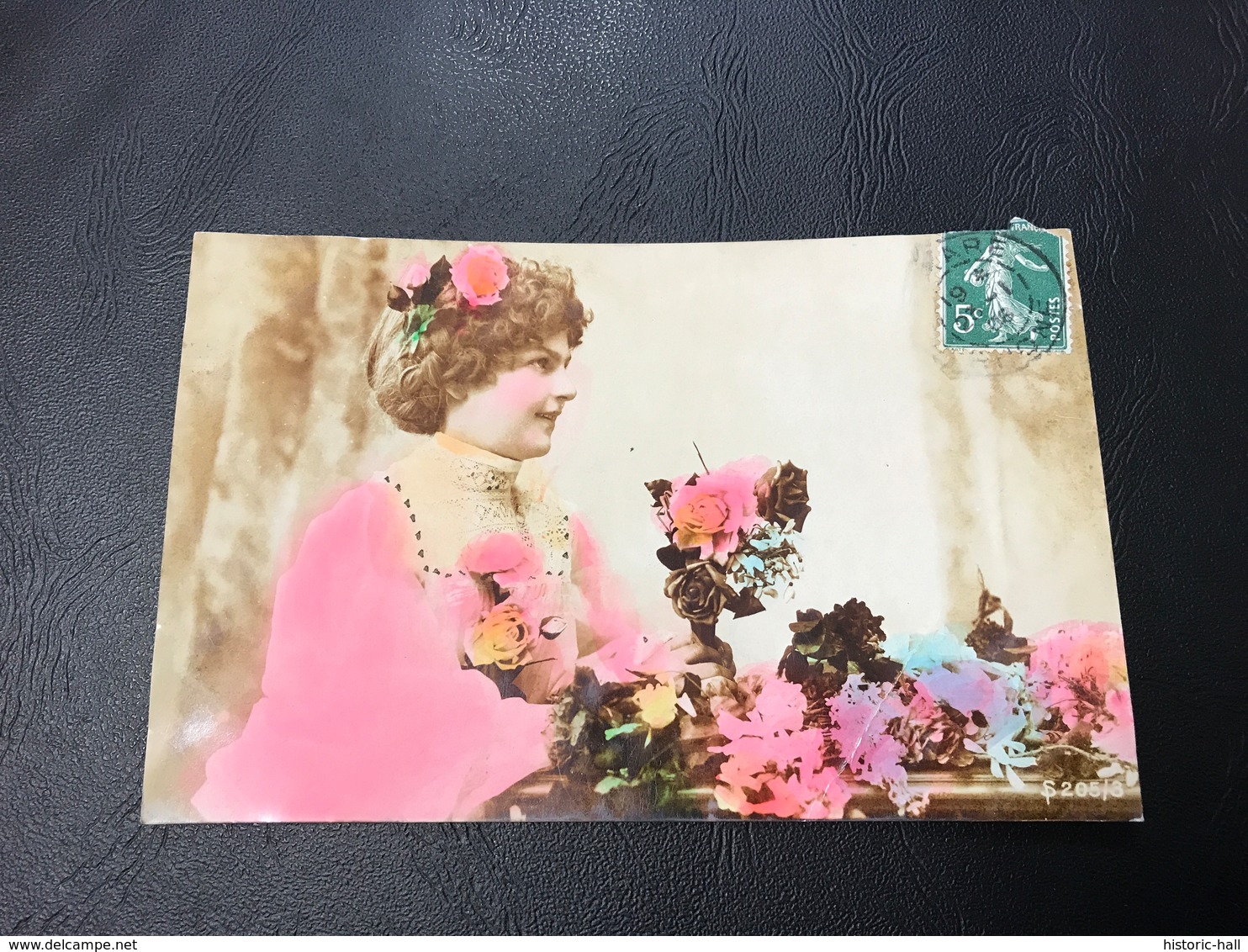 205/3 - Demoiselle Et Bouquet De Fleurs - 1908 Timbrée - Silhouette - Scissor-type