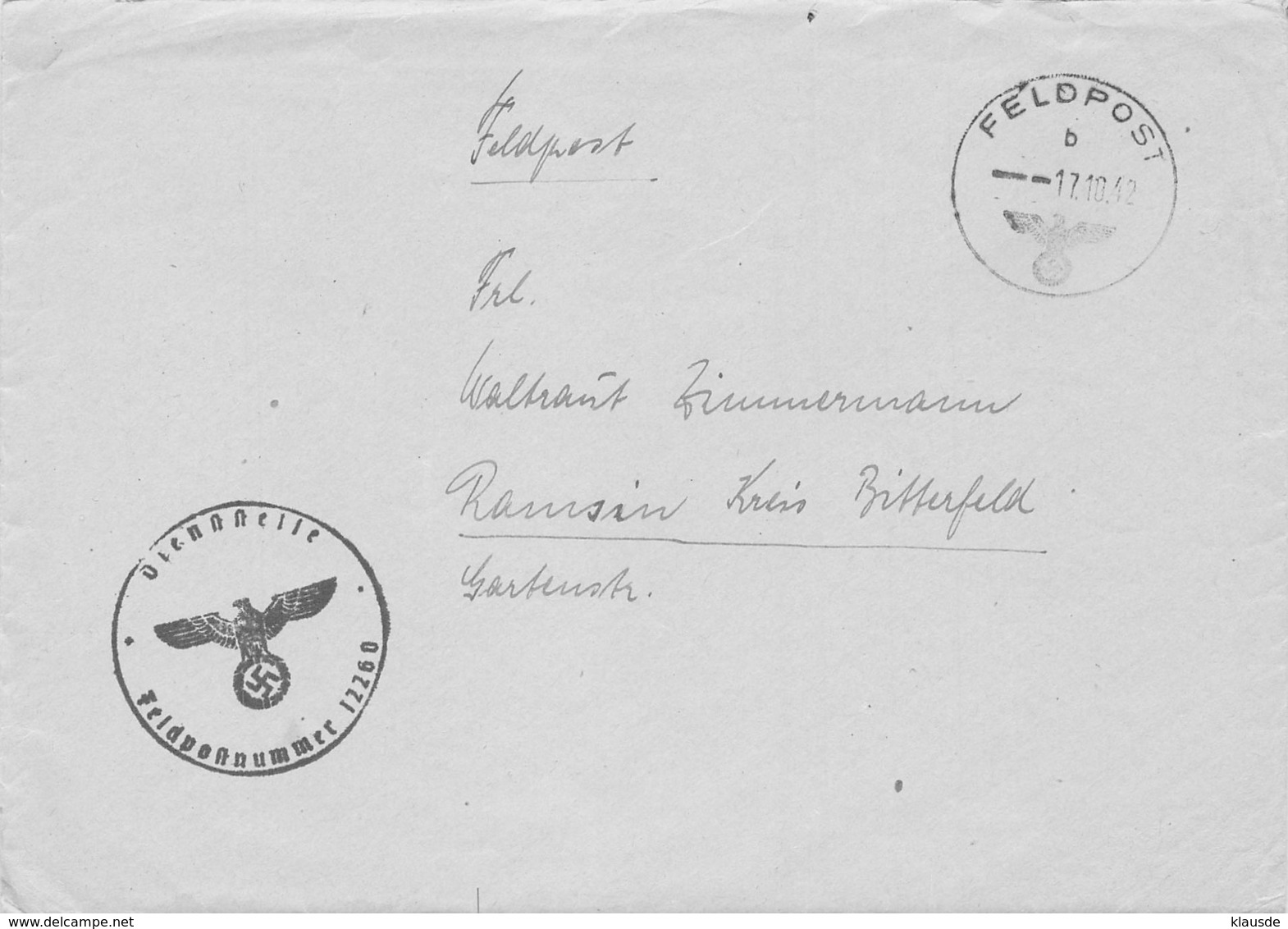 Feldpost Ransin (Bitterfeld) 1942 Mit Korrespondenz - Dokumente