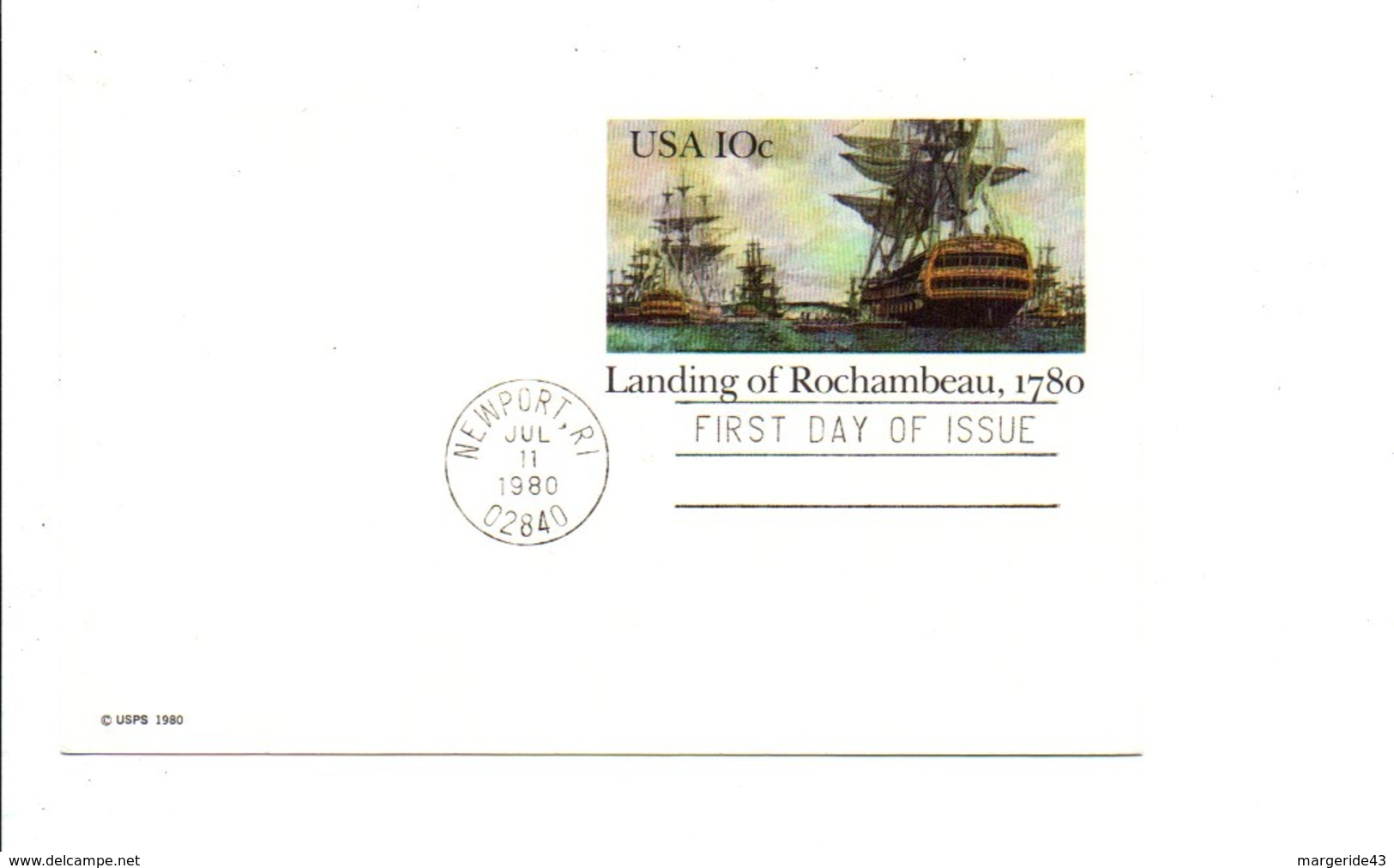 USA ENTIER FDC 1980 LANDING OF ROCHAMBEAU 1780 - Autres & Non Classés