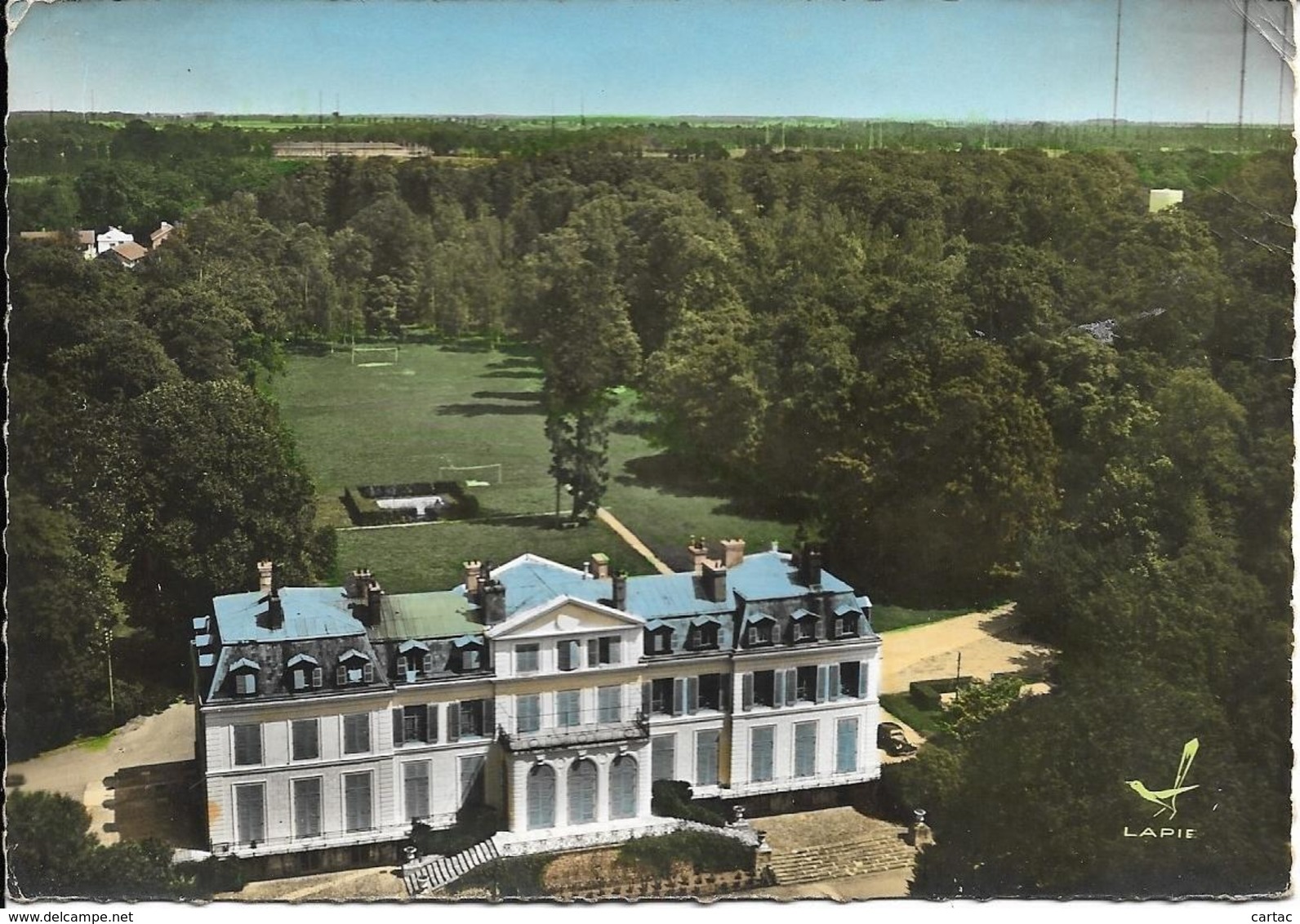 D77 - PONTHIERRY - EN AVION AU DESSUS DE ... DE PONTHIERRY - CHATEAU DE STE ASSISE -CPSM Dentelée Colorisée Grand Format - Sonstige & Ohne Zuordnung