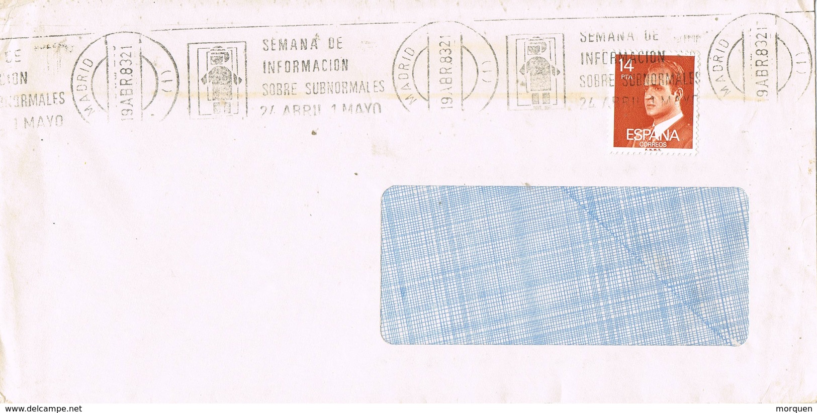 30867. Carta MADRID 1983. Rodillo Especial Informacion Sobre Subnormales - Cartas & Documentos