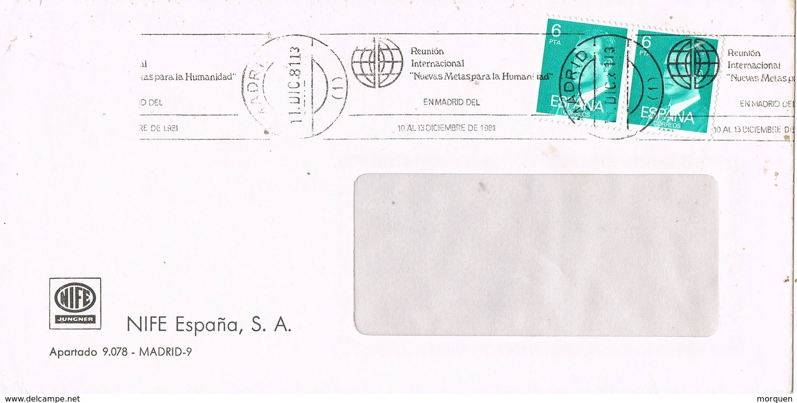 30868. Carta MADRID 1981. Rodillo Especial Nuevas Metas De La Humanidad - Cartas & Documentos