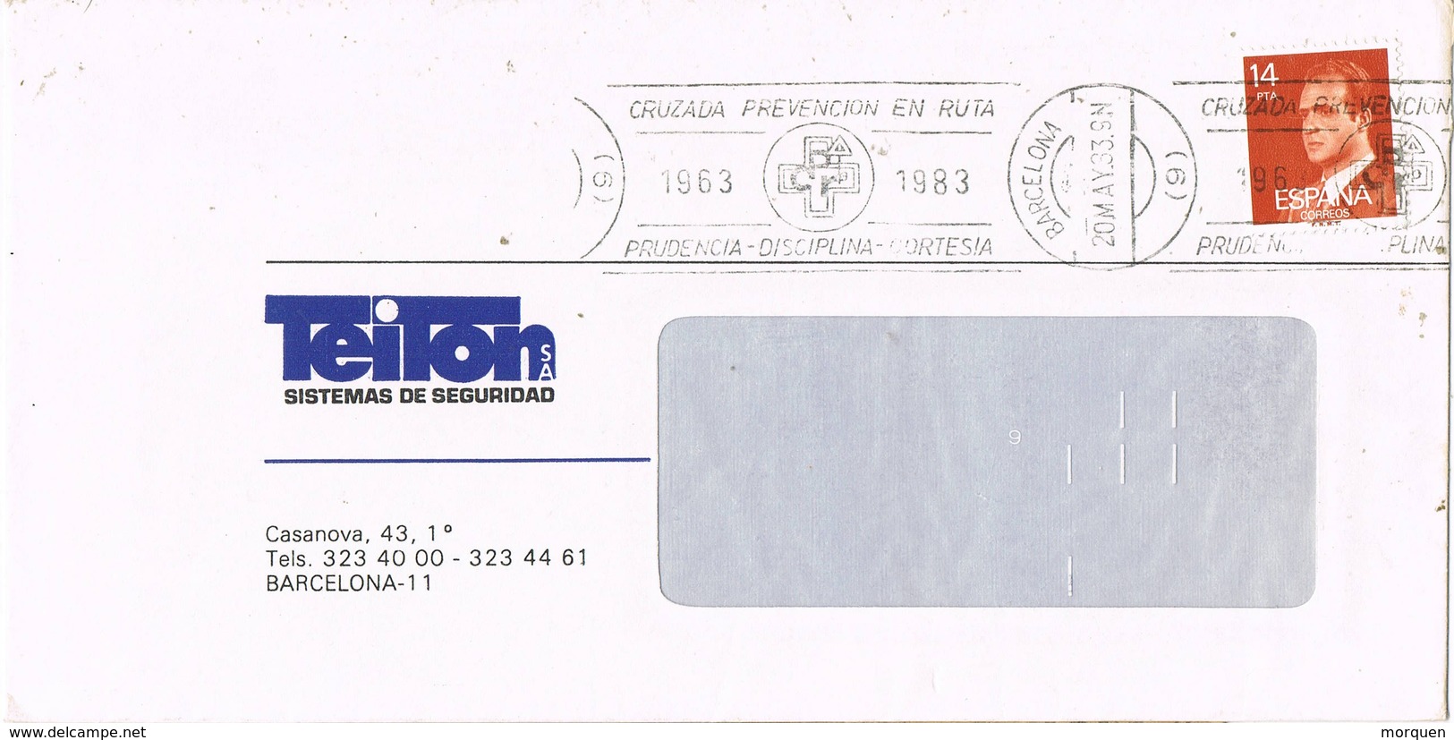 30869. Carta BARCELONA 1983. Rodillo Especial Cruzada Prevencion En Ruta. Trafico - Cartas & Documentos