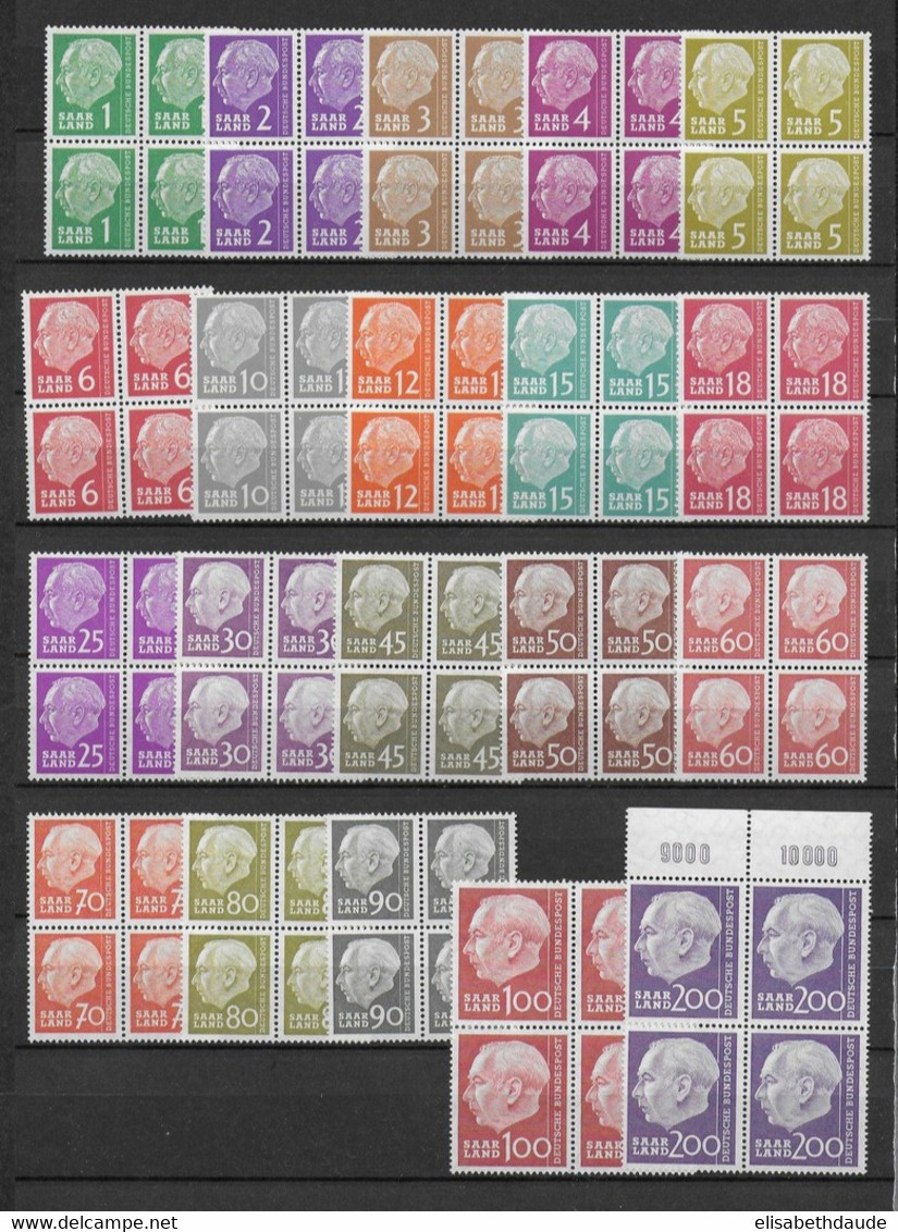 SAAR / SARRE - 1956/57 - SERIE COMPLETE BLOCS De 4 - YVERT N° 362/381 ** MNH - COTE = 124 EUROS - Unused Stamps