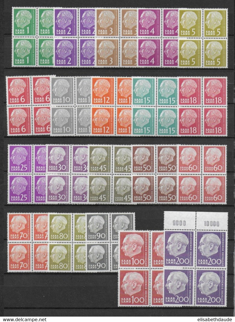 SAAR / SARRE - 1956/57 - SERIE COMPLETE BLOCS De 4 - YVERT N° 362/381 ** MNH - COTE = 124 EUROS - Nuevos