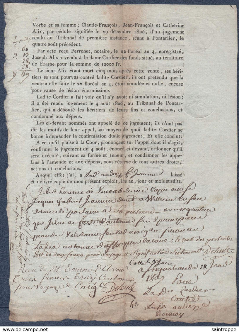 1807.Thérèse Cordier à Champagnole, Contre Thérèse Audrey à Willems. - Historical Documents