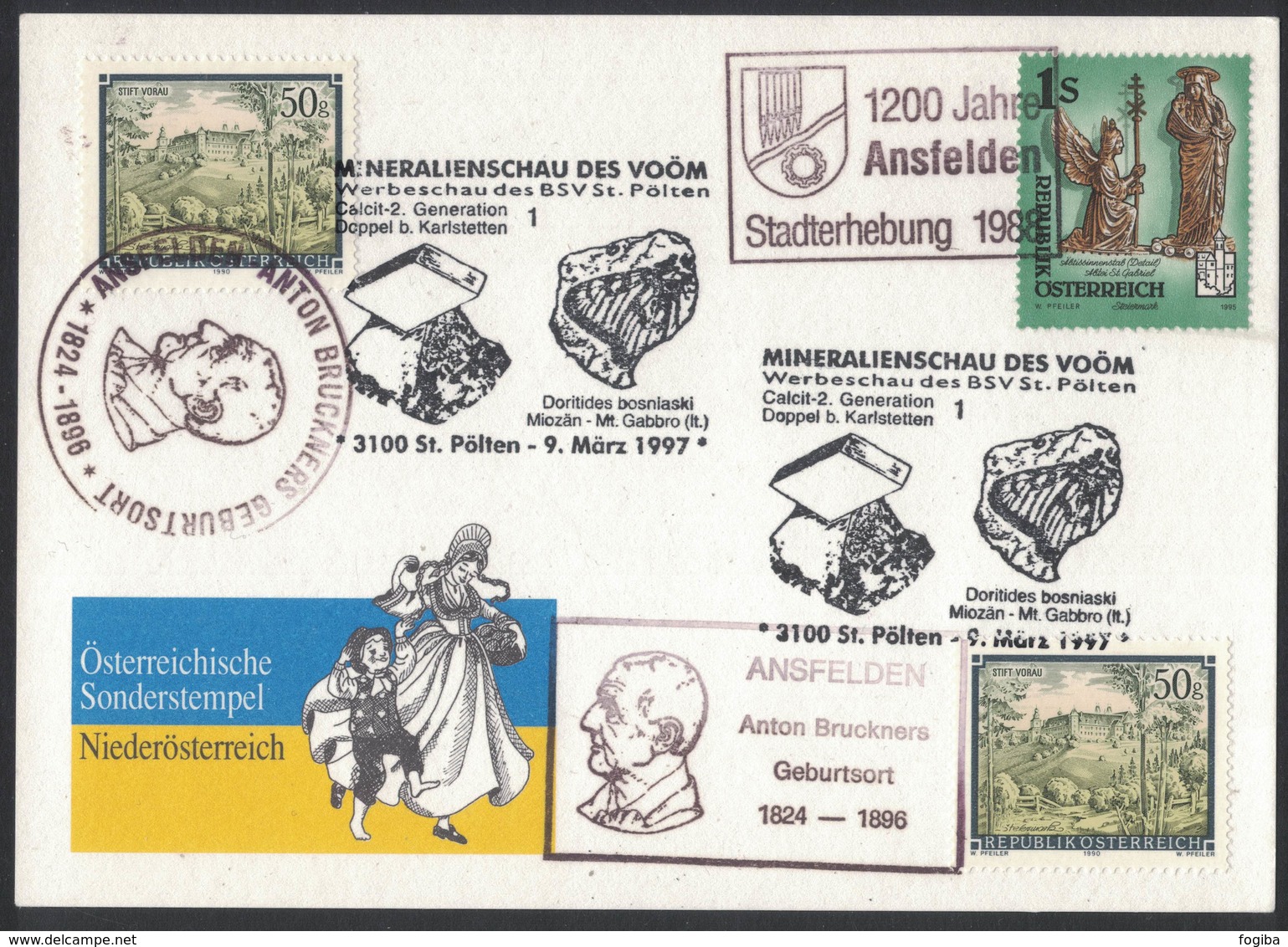 JP380   Austria, Österreich - Special Postmark Mineralienschau Des Voöm - Mineral Show Of Voöm 1997 - Mineralen