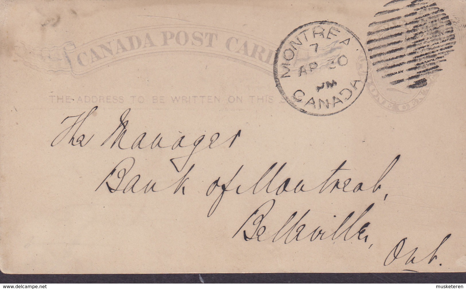 Canada Postal Stationery Ganzsache 1c. Victoria PRIVATE Print LIVERPOOL, LONDON And GLOBE INSURANCE, MONTREAL 18?? - 1860-1899 Victoria