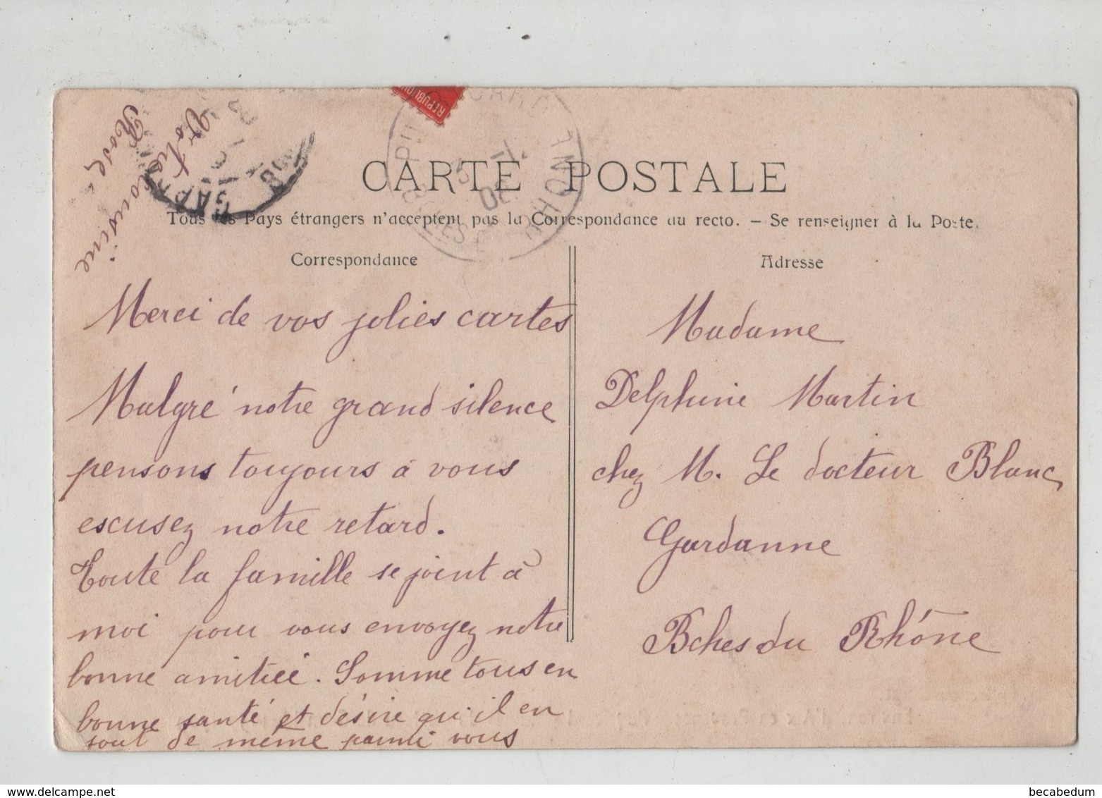 Généalogie 1908 Martin Docteur Blanc Gardanne  Puyricard Ruines Château Grimaldi - Genealogie