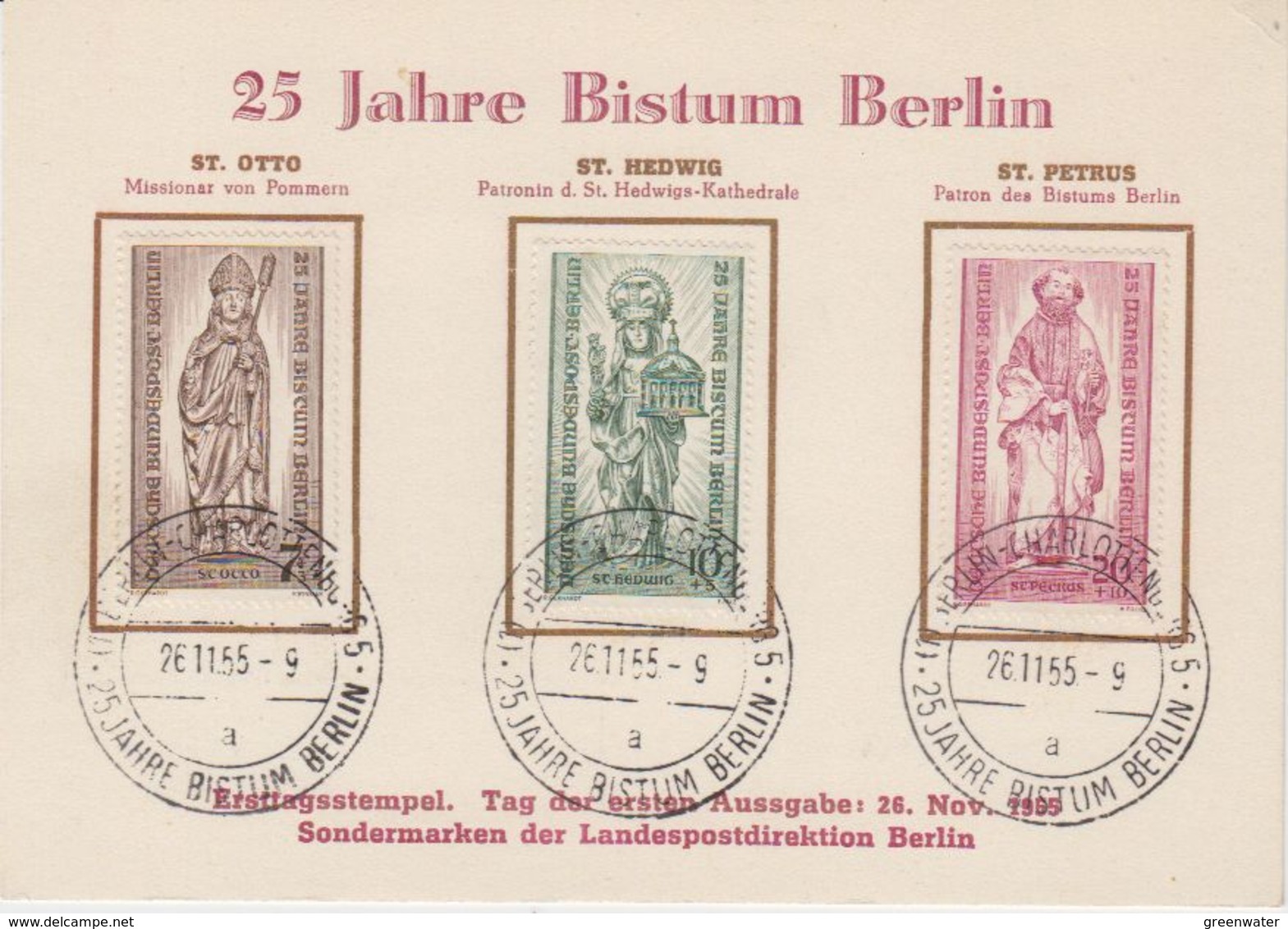 Berlin 1955 25J. Bistum Berlin FDC-Karte (41509A) - Covers & Documents