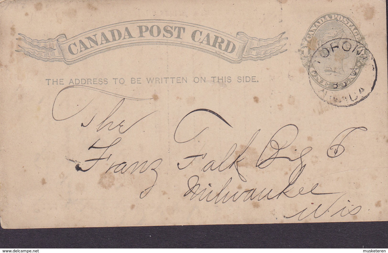 Canada Postal Stationery Ganzsache 1c. Victoria PRIVATE Print L. COFFEE & Co. Barley Commission Merchants TORONTO 18?? - 1860-1899 Règne De Victoria