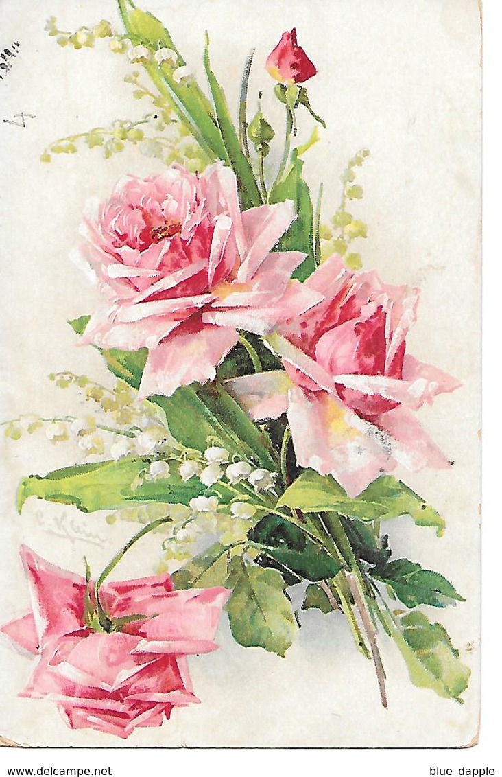 Illustrator - C. Klein - Rose And Lily-of-the-valley, Rose Et Muguet, Rose Und Maiglöckchen - Klein, Catharina