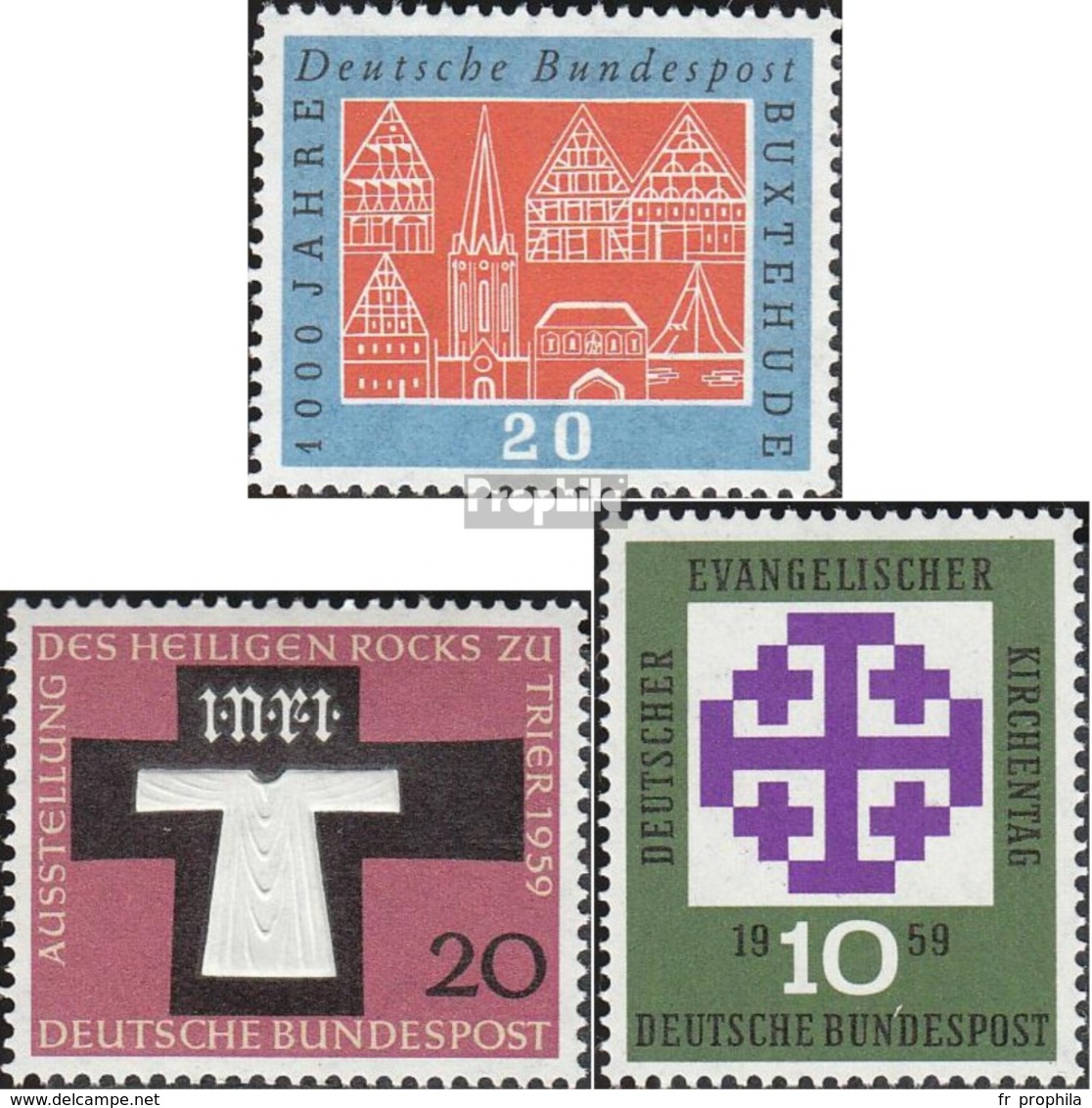 RFA (FR.Allemagne) 312,313,314 (complète.Edition.) Neuf Avec Gomme Originale 1959 Buxtehude, Rock, Kirchentag - Neufs