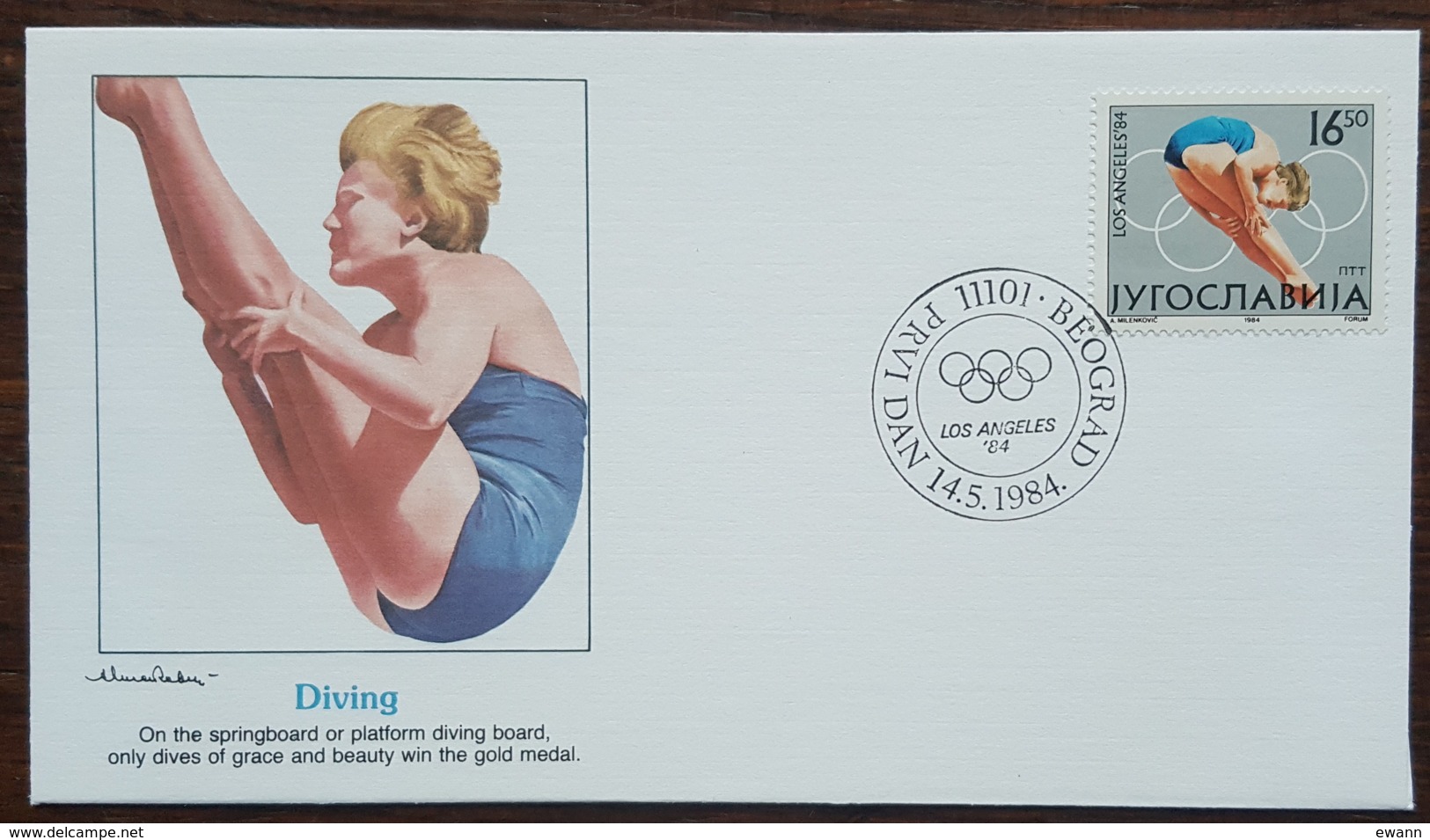 Yougoslavie - FDC 1984 - YT N°1929 - Jeux Olympiques De Los Angeles / Plongeon - FDC