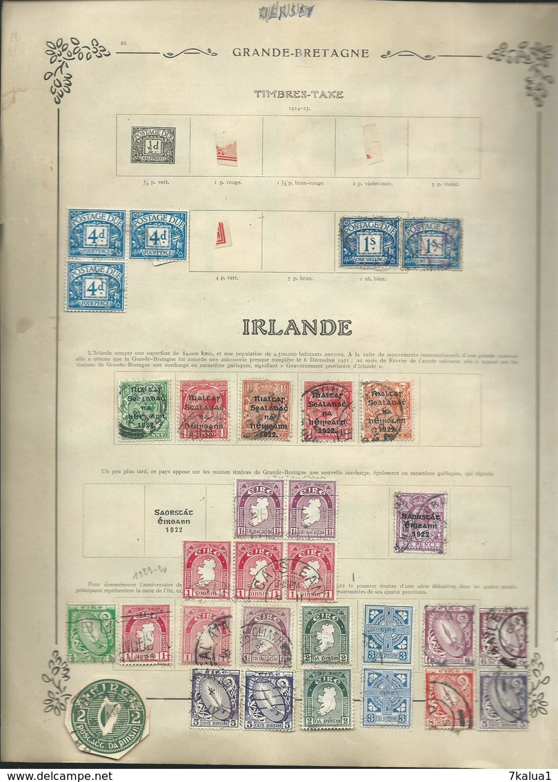 GRANDE BRETAGNE, IRLANDE, GRECE  et ITALIE sur 26 anciennes pages d'album