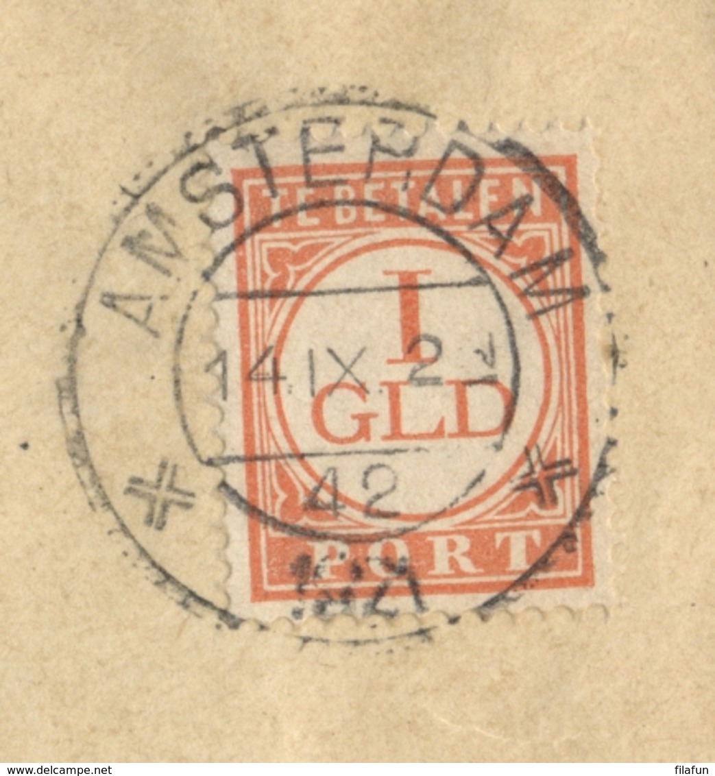 Nederland - 1921 - 1 Gulden Portzegel - Enkelfrankering Op Lokale Zakenbrief Amsterdam - Portomarken