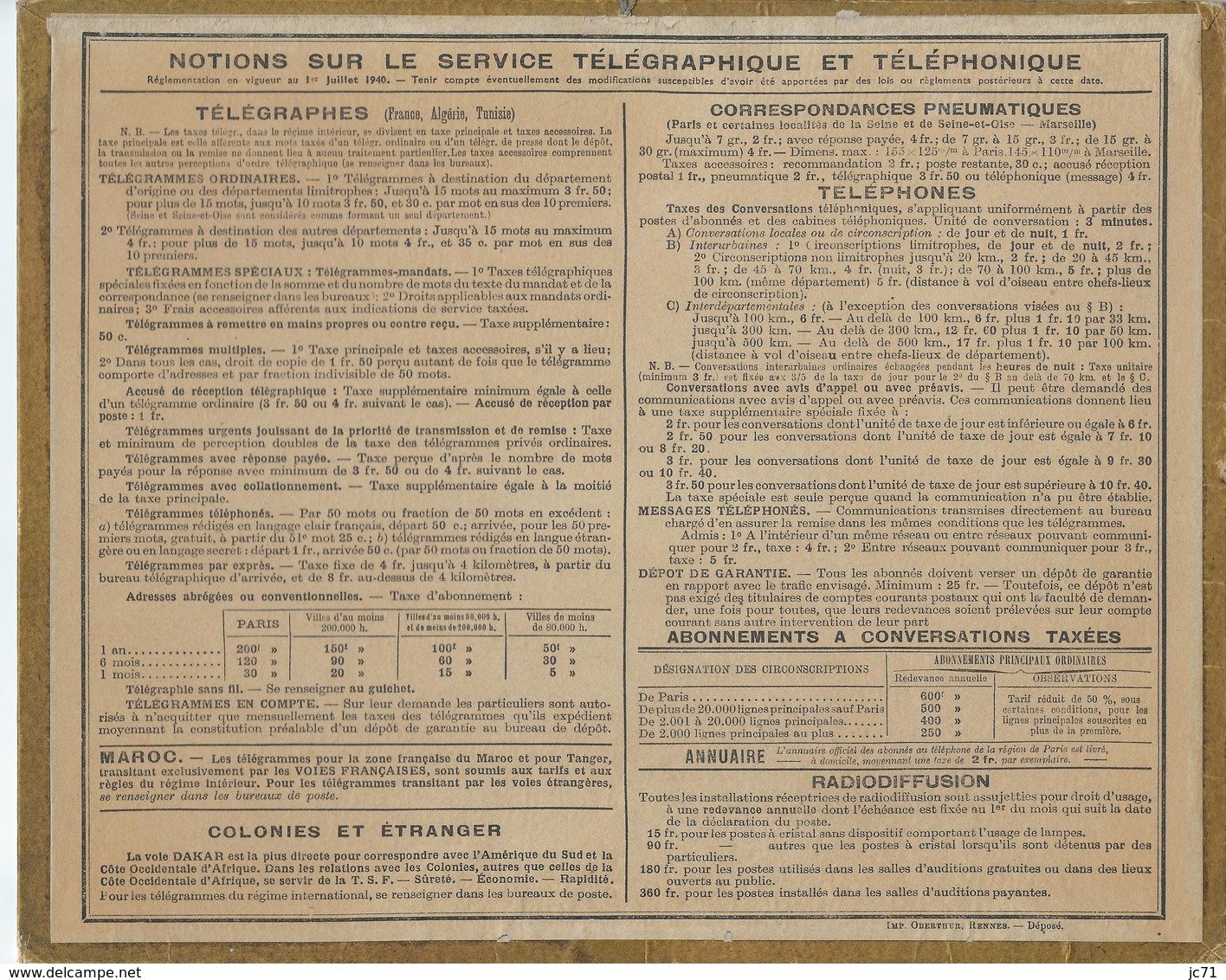 1941 Almanach Des Postes Et Des Télégraphes. Illustration Retour De La Pêche. Voir Verso. - Grand Format : 1921-40