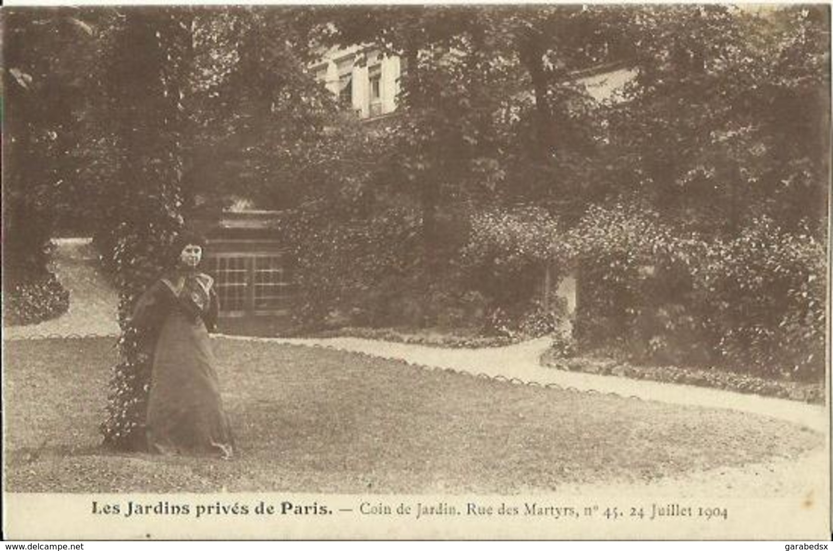 CPA De Les Jardins Privés De PARIS - Coin De Jardin, Rue Des Martyrs, N°45 - 24 Juillet 1904 (Série 1089 N°12). - Arrondissement: 09