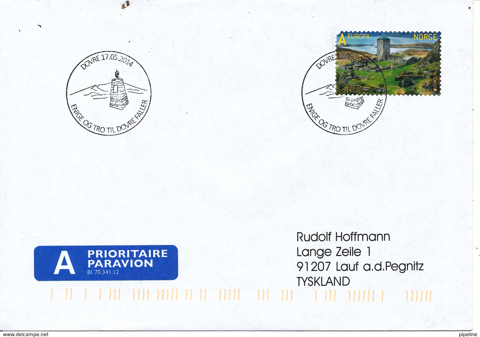 Norway Cover Dovre 17-5-2014 (Enige Og Tro Til Dovre Faller) - Storia Postale