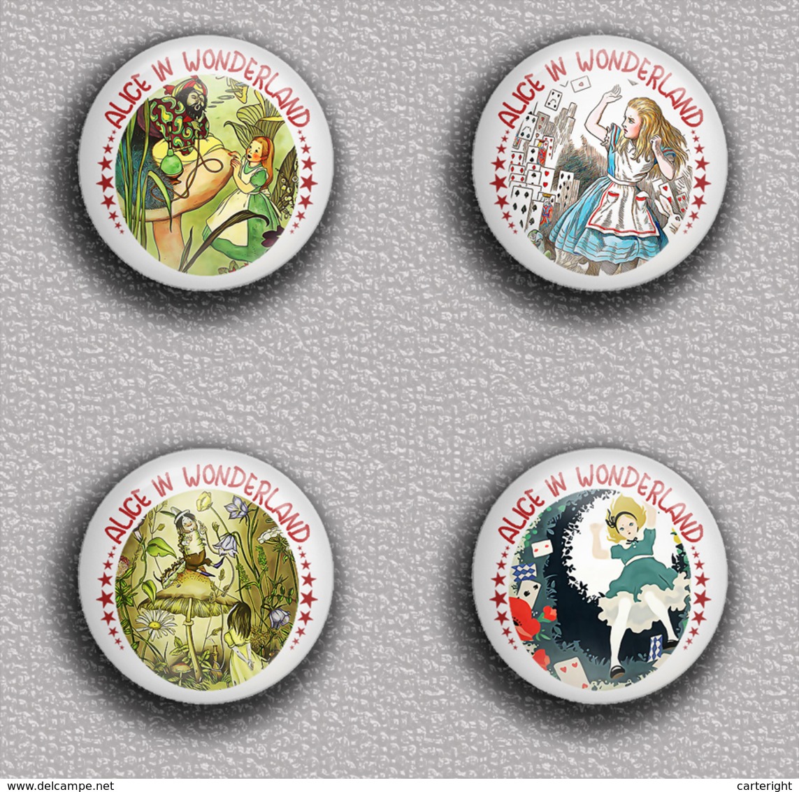 35 X Alice In Wonderland BADGE BUTTON PIN SET 2 (1inch/25mm Diameter) 35 DIFF - Pin's