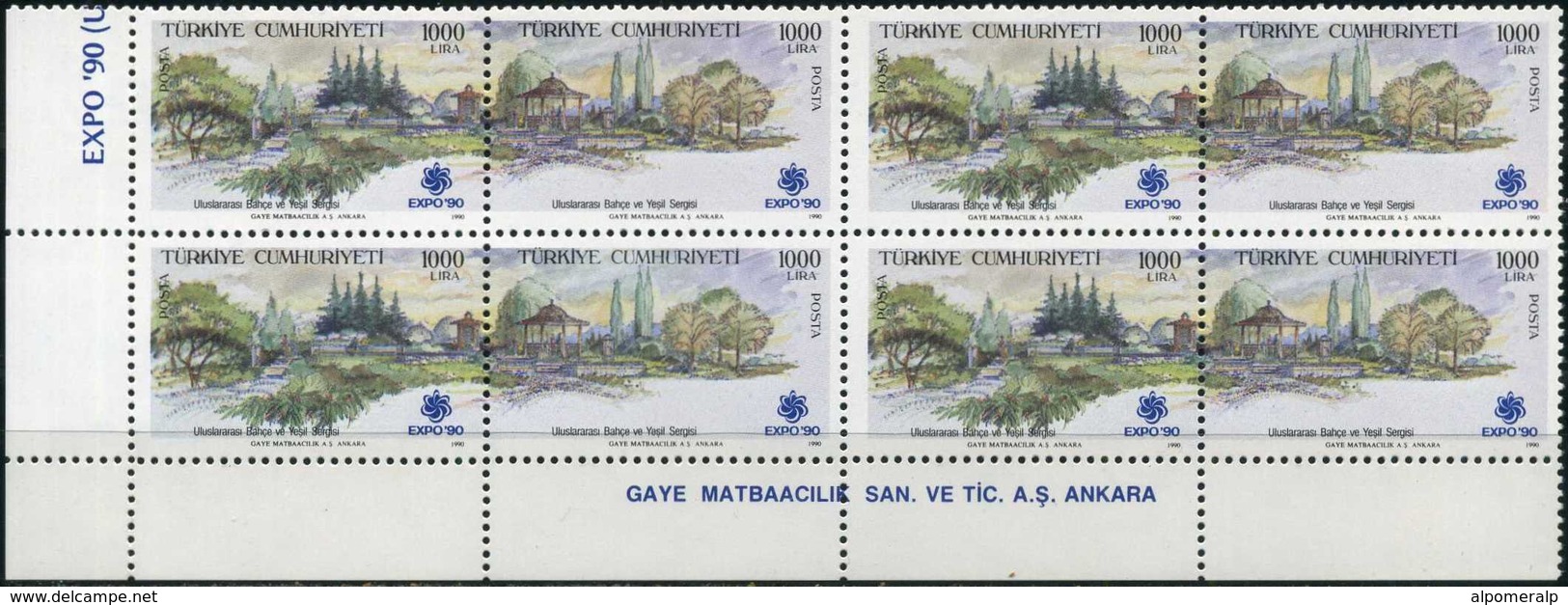 TURKEY 1990 (**) - Mi. 2878-79, EXPO / Int. Exhibition Of Garden And The Green [Block Of Four] - Unused Stamps