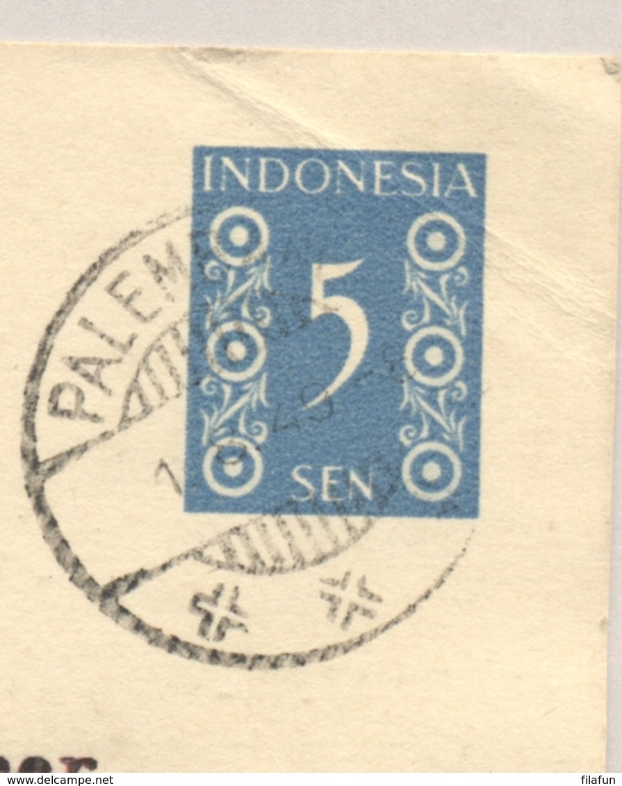 Nederlands Indië / Indonesia - 1949 - 5 Sen Cijfer, Briefkaart G80 Lokaal Gebruikt Palembang - Indes Néerlandaises