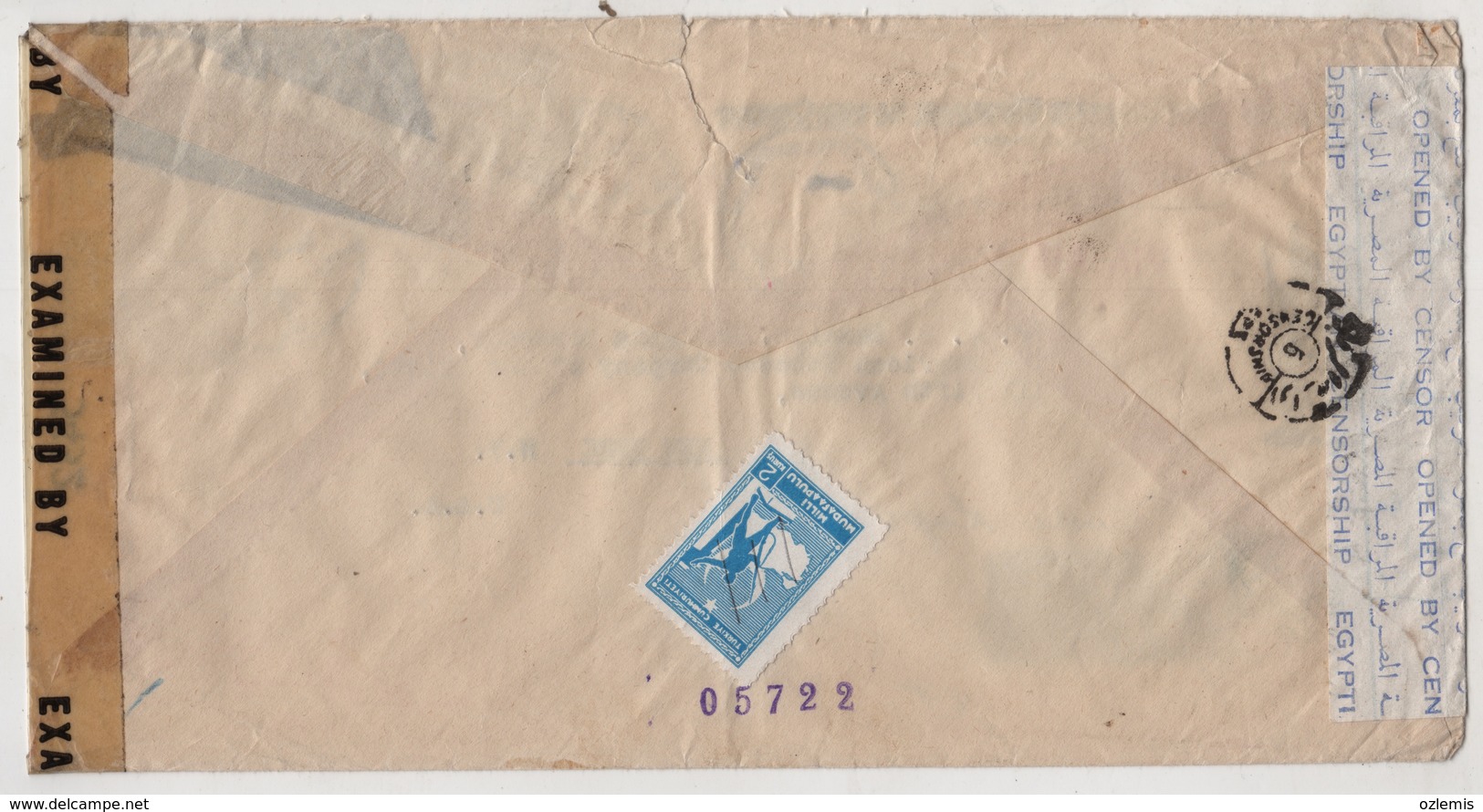 TURKEY TO USA -THE AMERICAN TOBACCO COMPANY OF THE ORIENT INCORPORATED ,EGYPTIAN CENSORSHIP 1945 - Covers & Documents