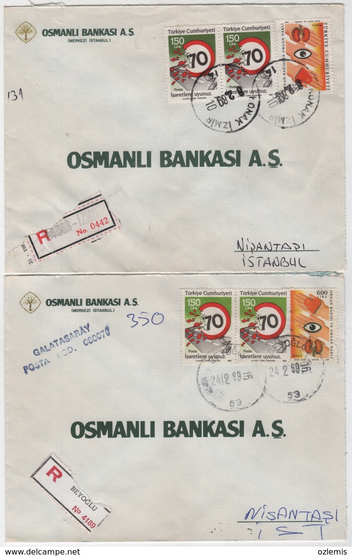 TURQUIE,TURKEI TURKEY COLOR  EROR STAMPS ,USED COVERS - Brieven En Documenten