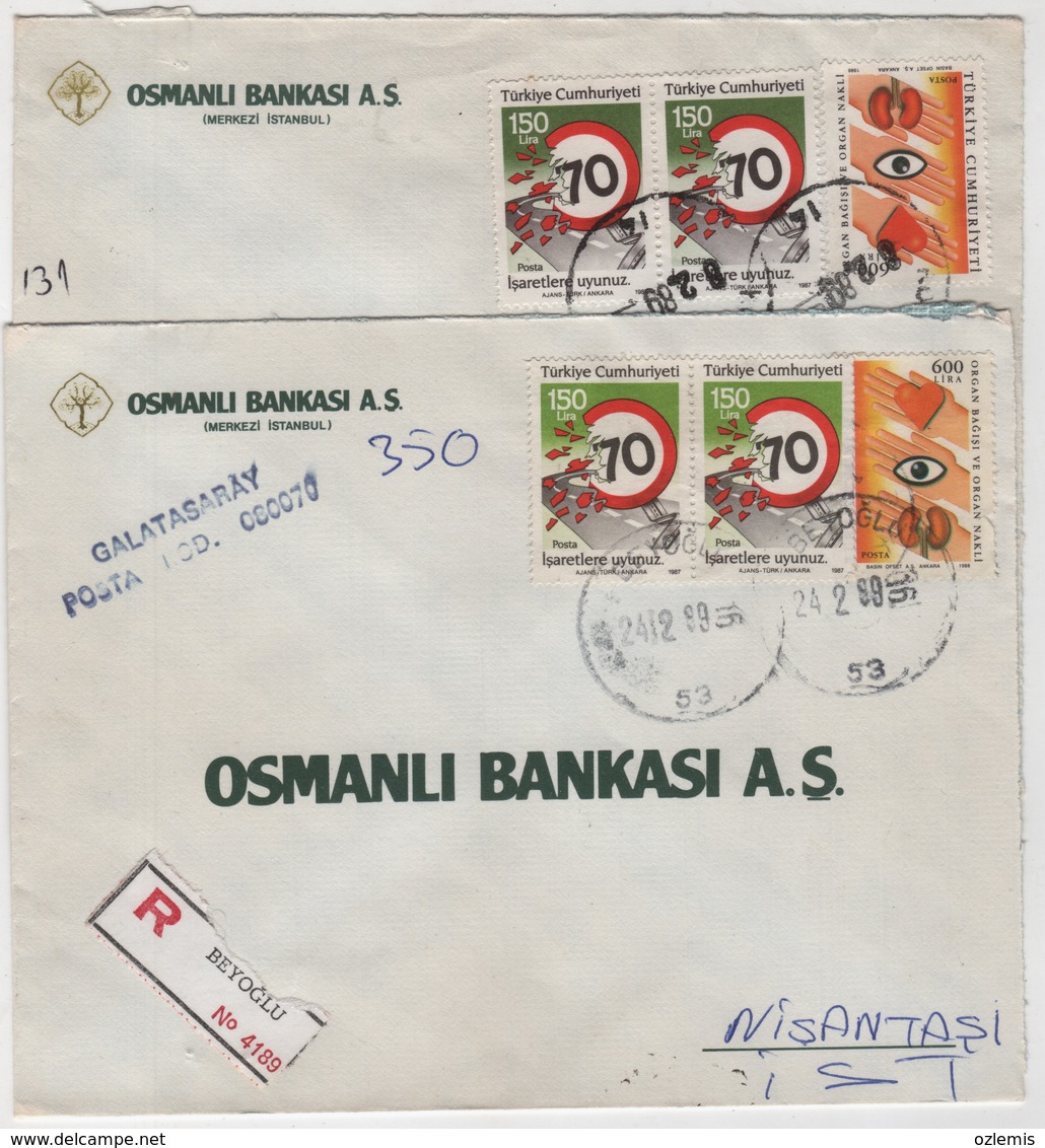 TURQUIE,TURKEI TURKEY COLOR  EROR STAMPS ,USED COVERS - Lettres & Documents
